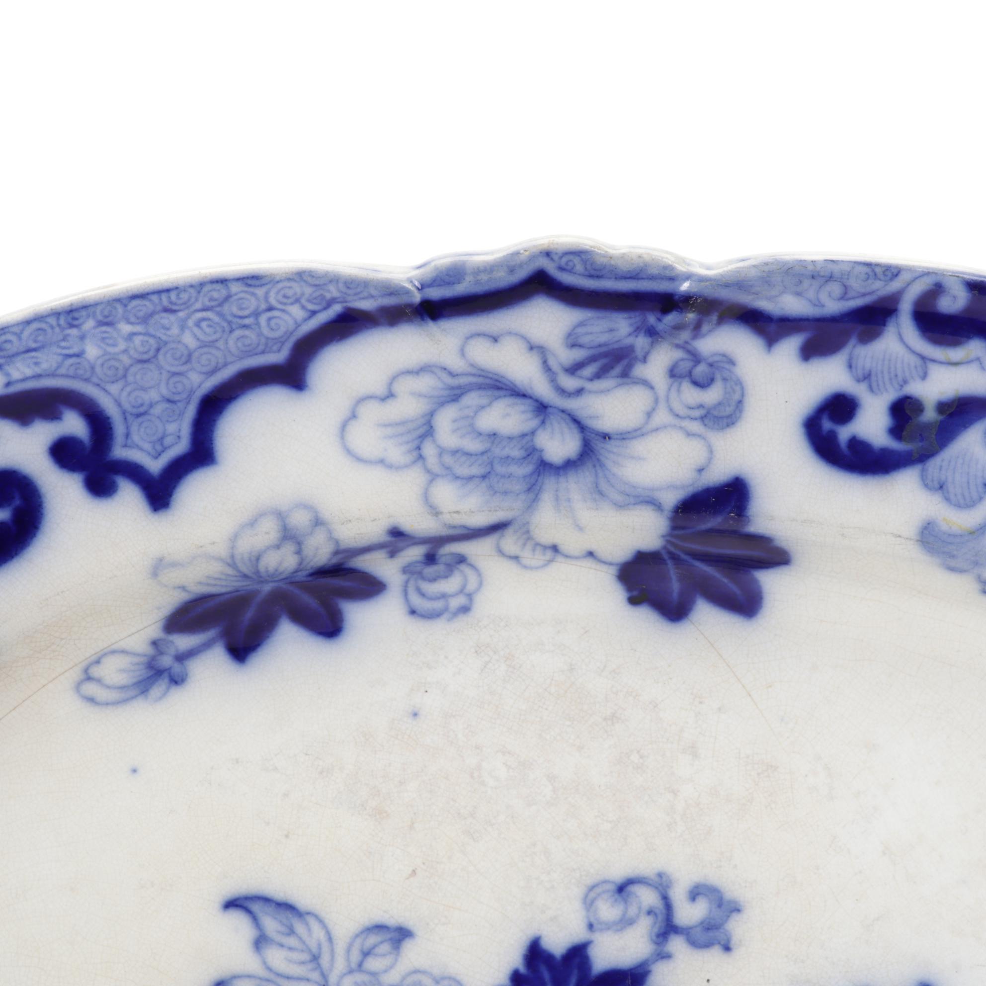 Cauldon, England "Candia" Flow Blue Ironstone Platter, Early 20th C.