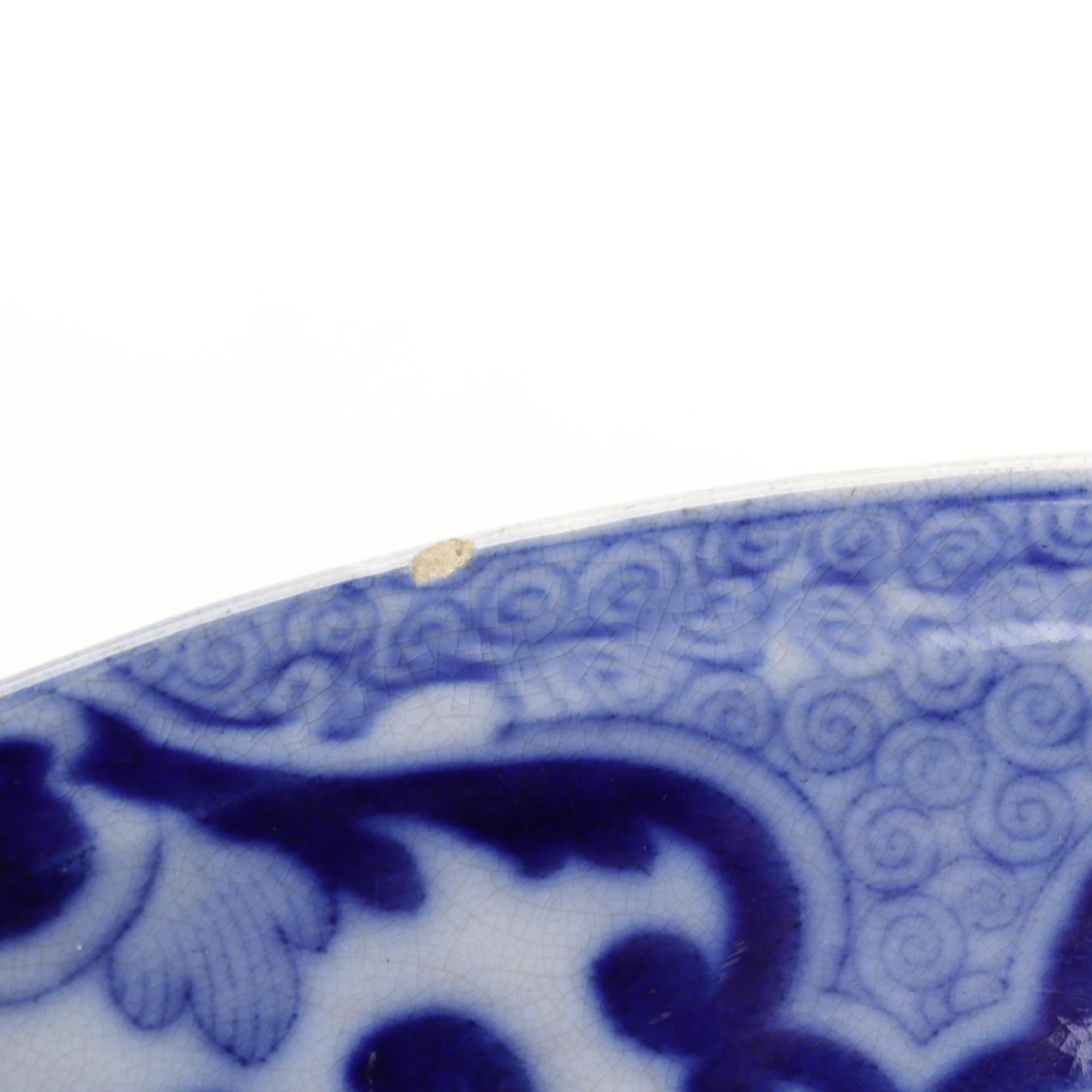 Cauldon, England "Candia" Flow Blue Ironstone Platter, Early 20th C.