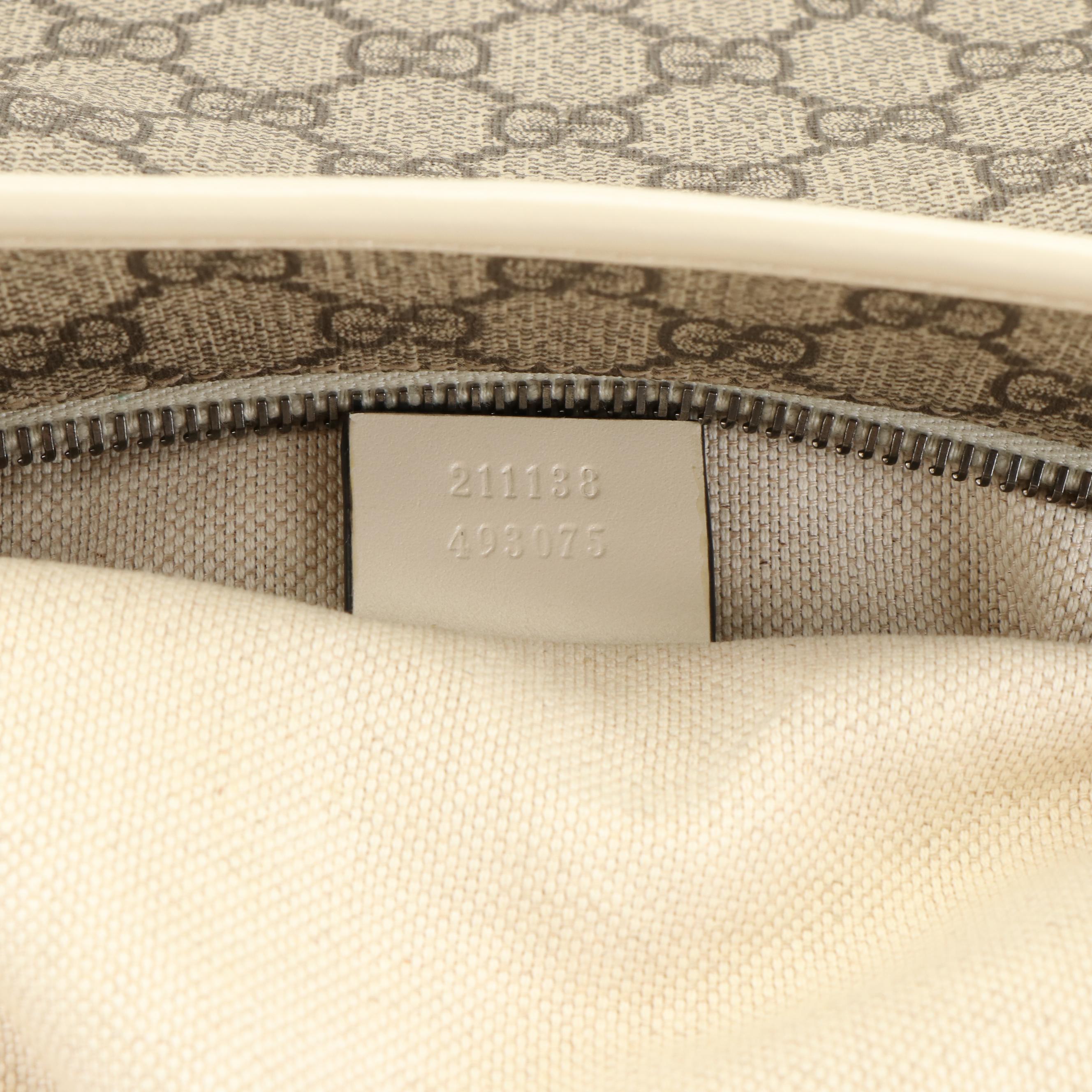 Gucci GG Supreme Canvas White Leather Tote Bag