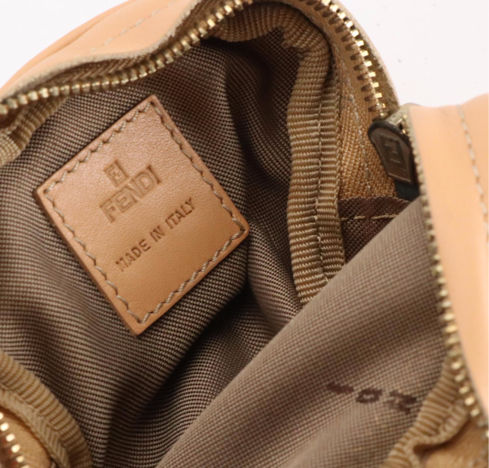 Fendi Mini Zip Coin Pouch in Beige Zuchinno Canvas and Leather Trim with Box