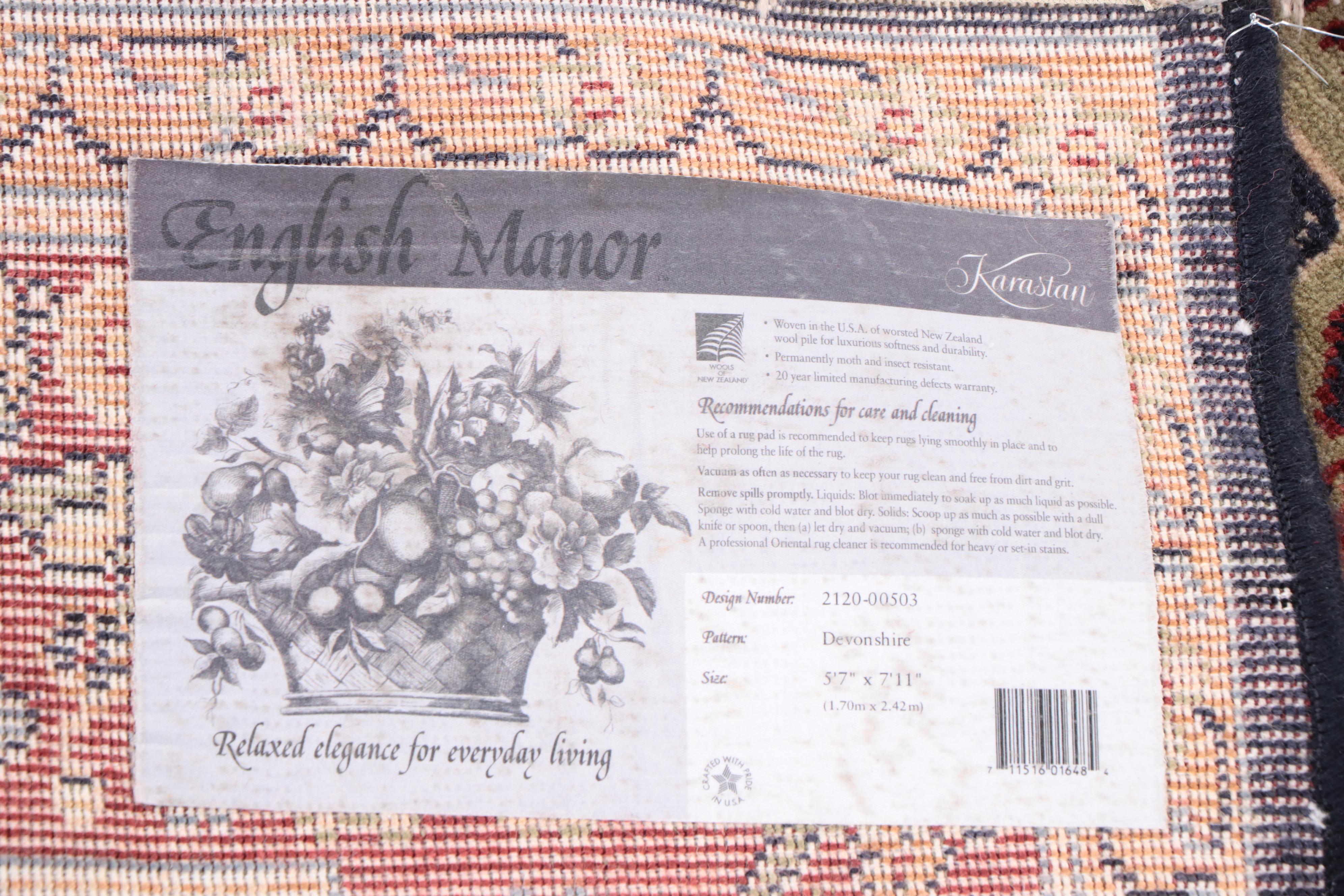 5'8 x 8'3 Machine Made Karastan English Manor Devonshire Area Rug