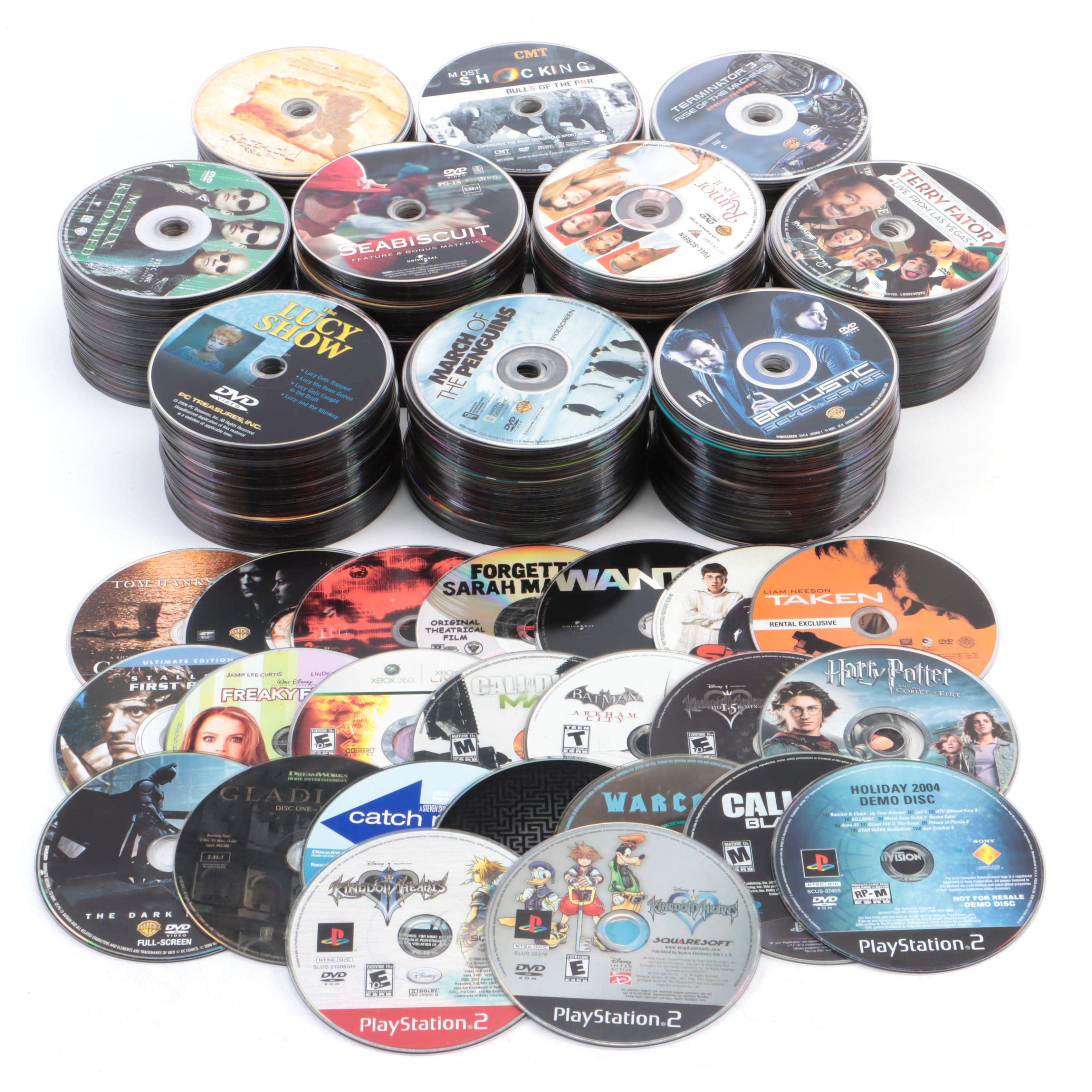 DVD Movie Collection with Video Games and Blu-Ray Discs
