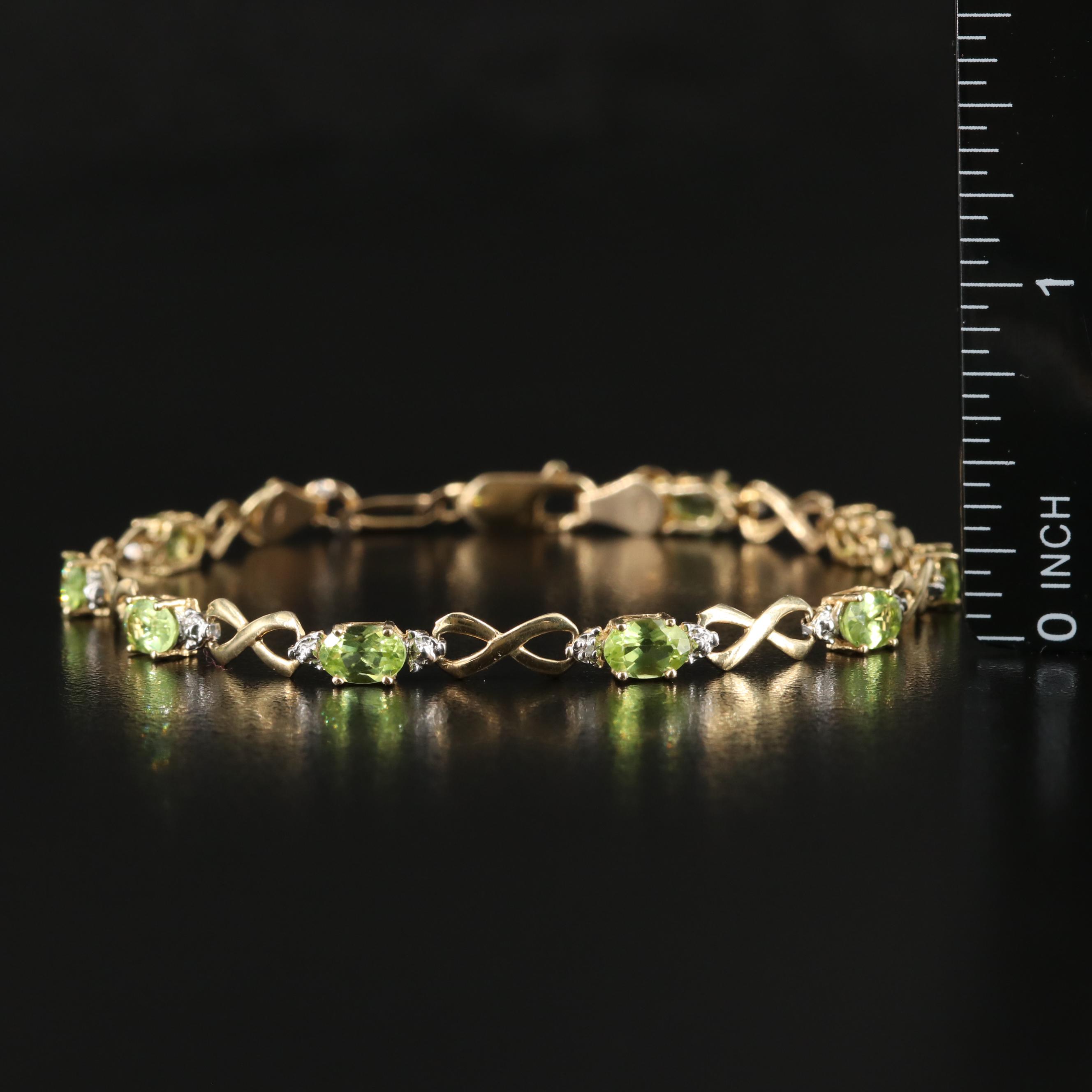 14K Peridot and Diamond Bracelet