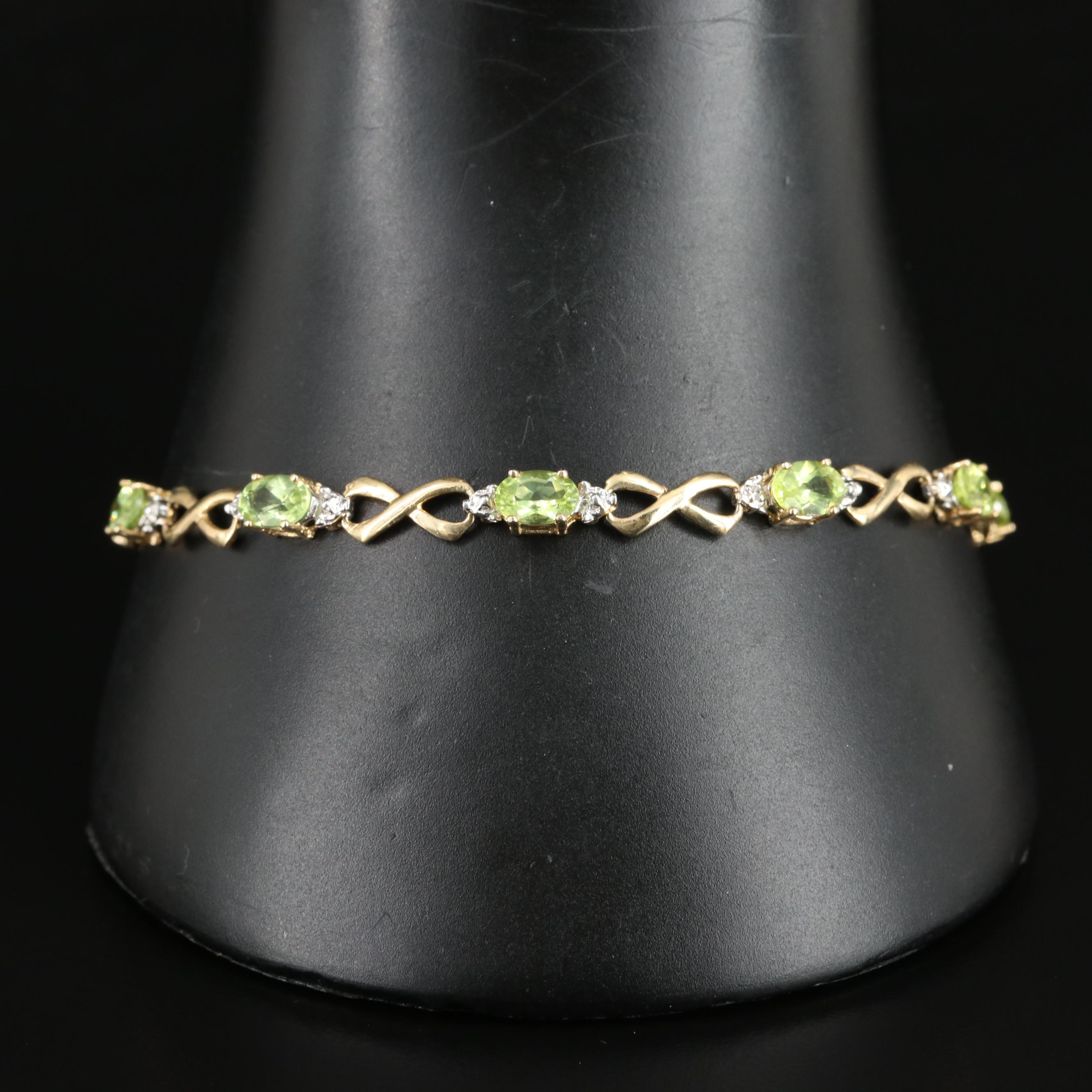 14K Peridot and Diamond Bracelet