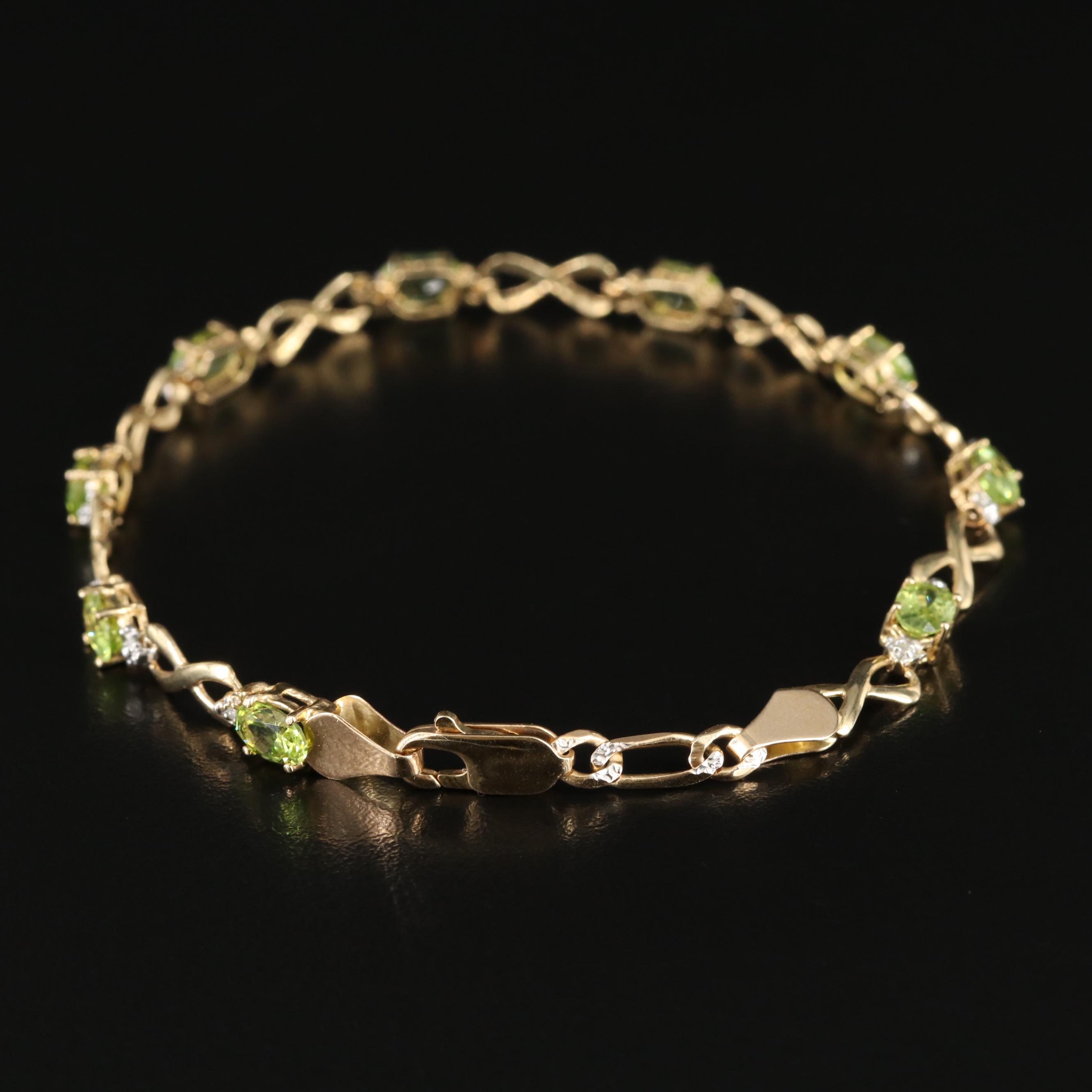 14K Peridot and Diamond Bracelet