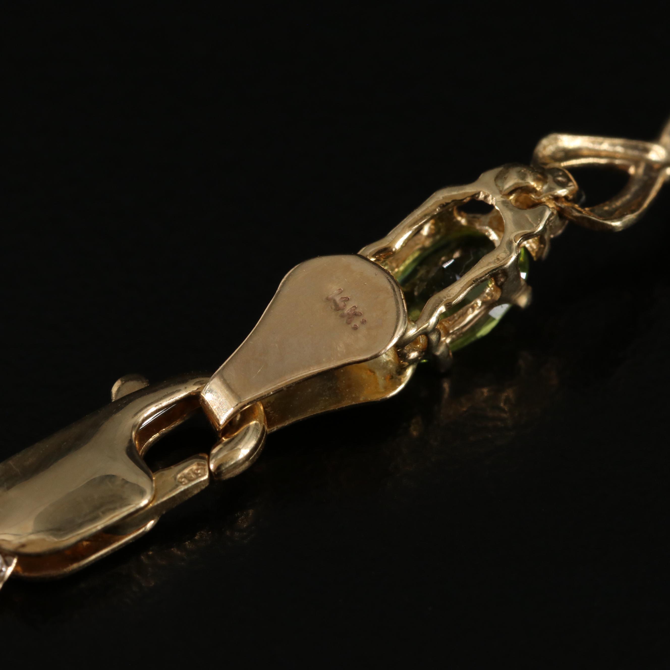 14K Peridot and Diamond Bracelet