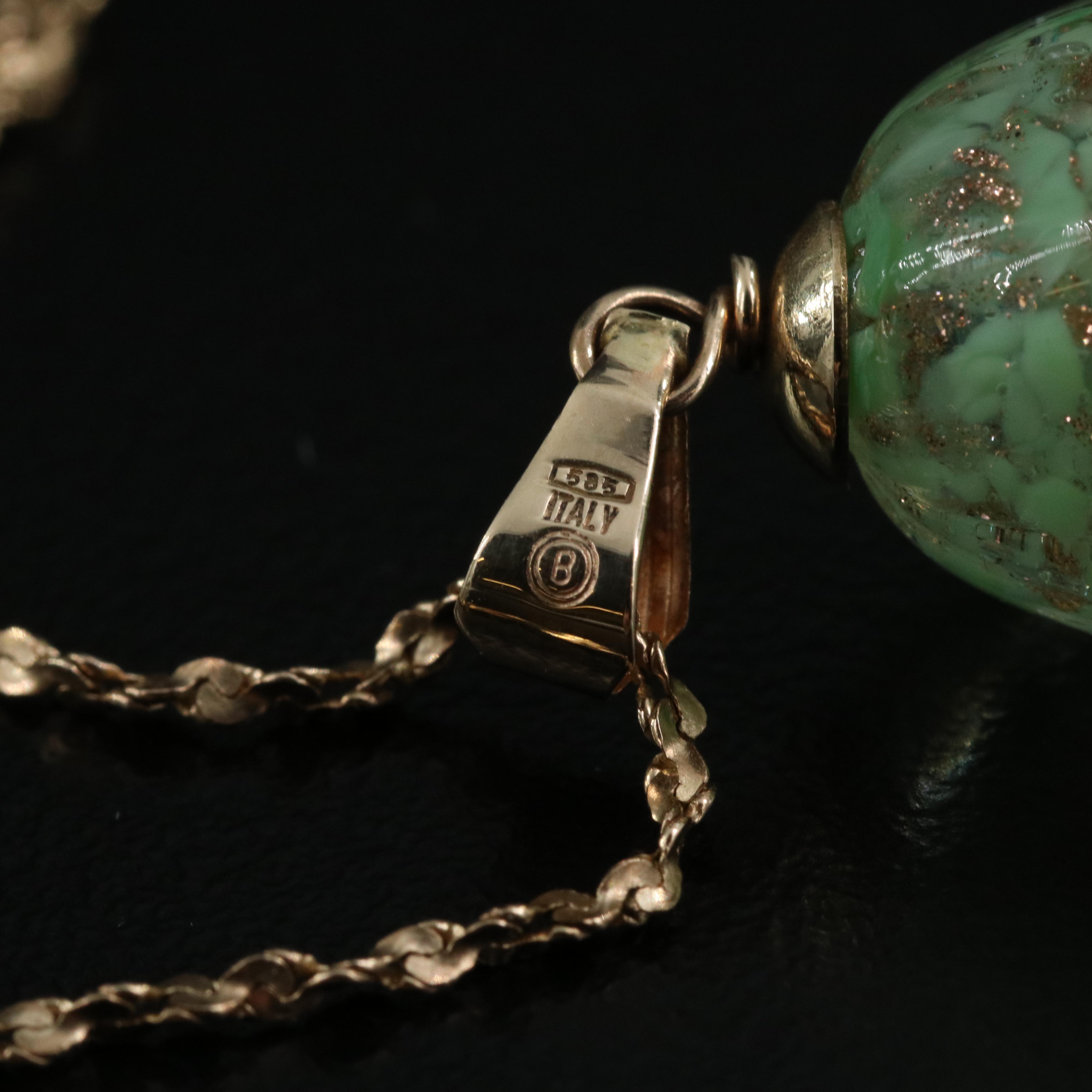 Italian 14K Art Glass Pendant on Gold-Filled Chain