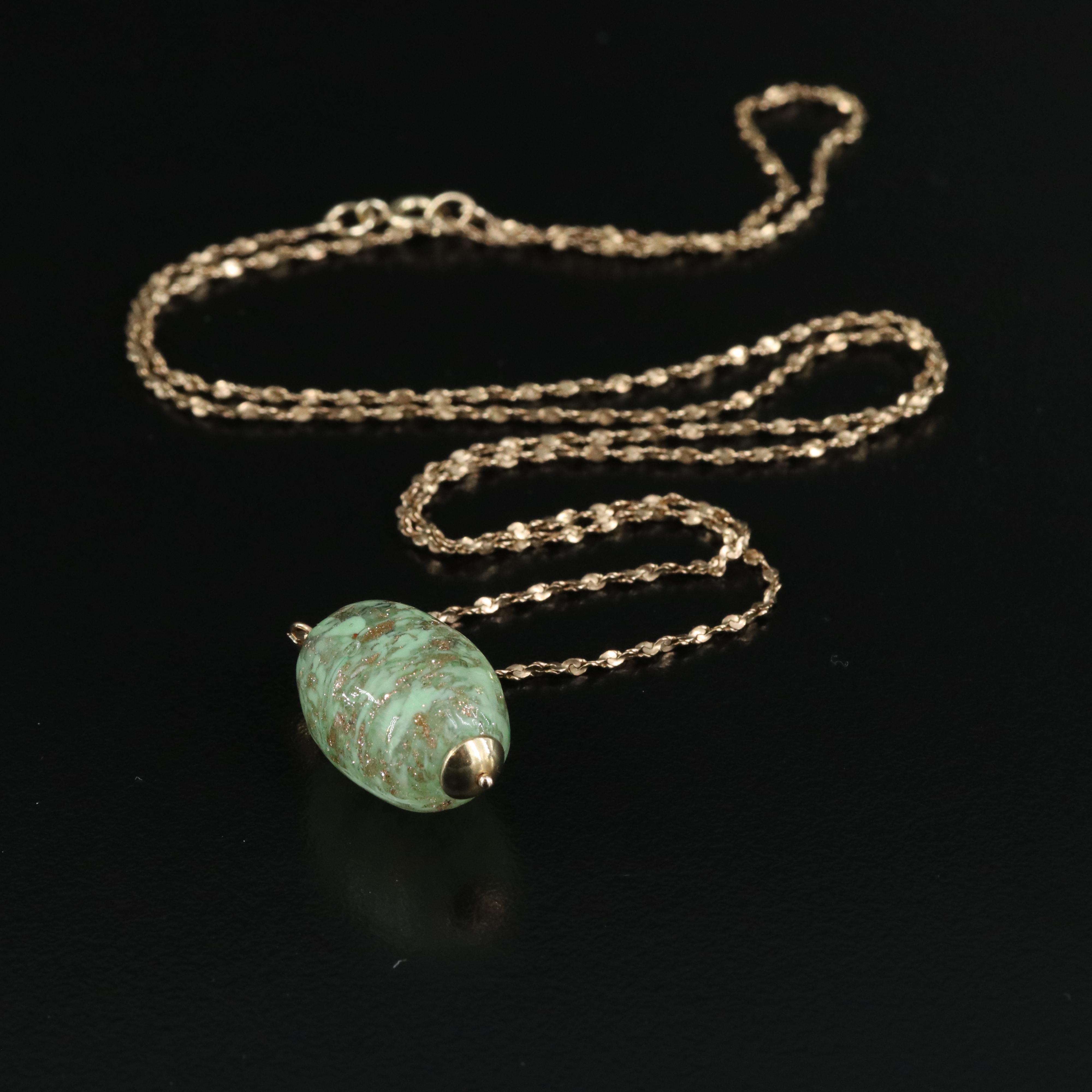 Italian 14K Art Glass Pendant on Gold-Filled Chain