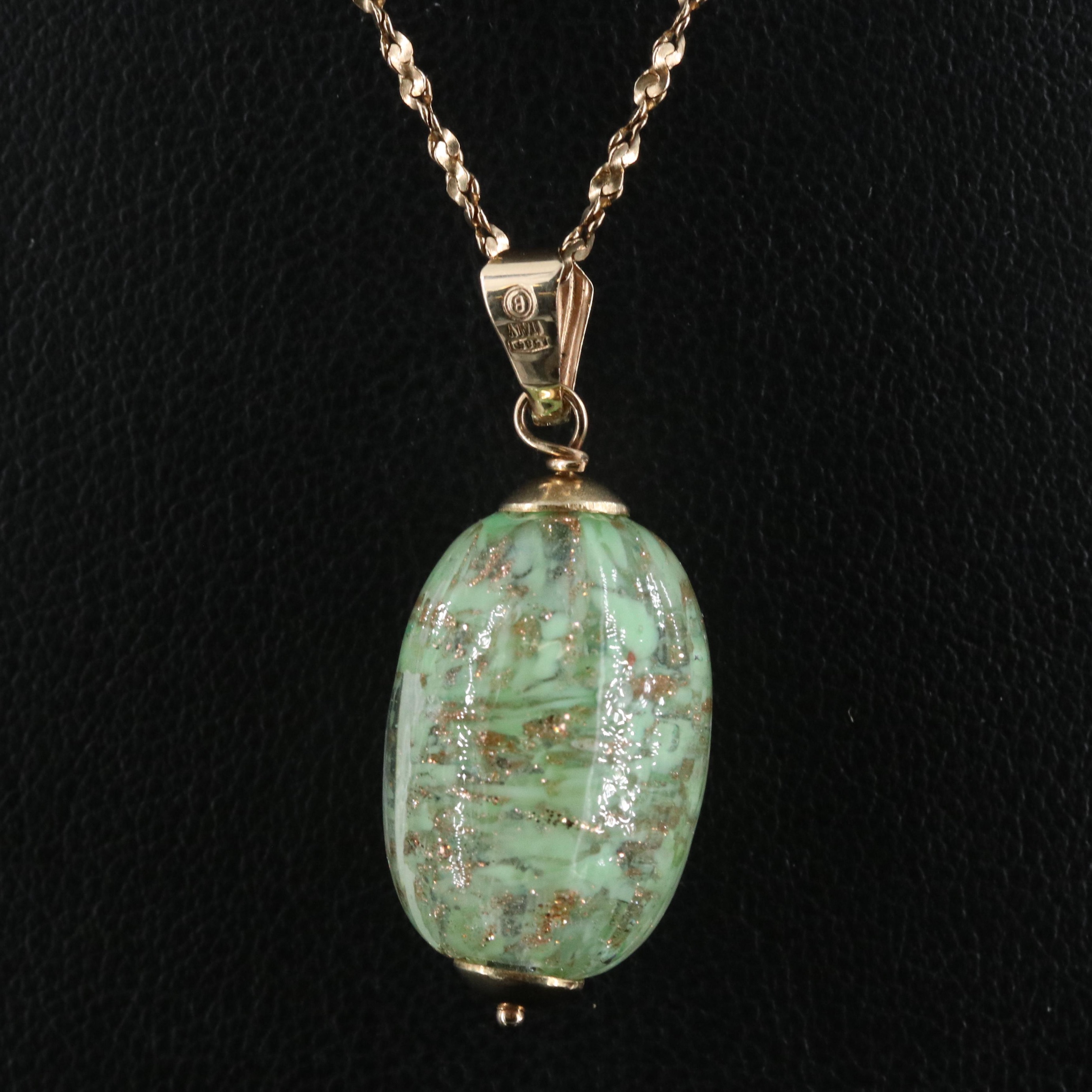 Italian 14K Art Glass Pendant on Gold-Filled Chain
