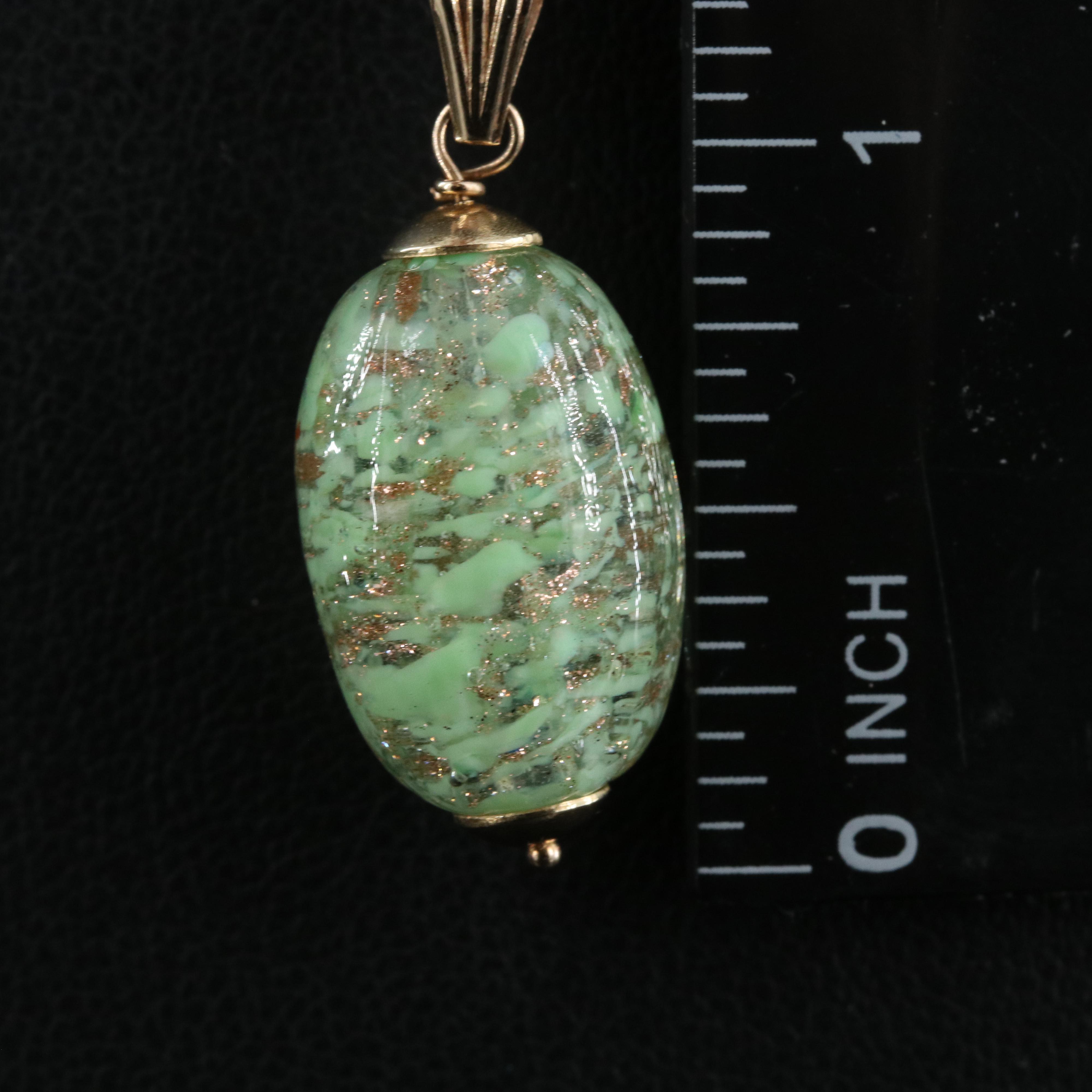 Italian 14K Art Glass Pendant on Gold-Filled Chain