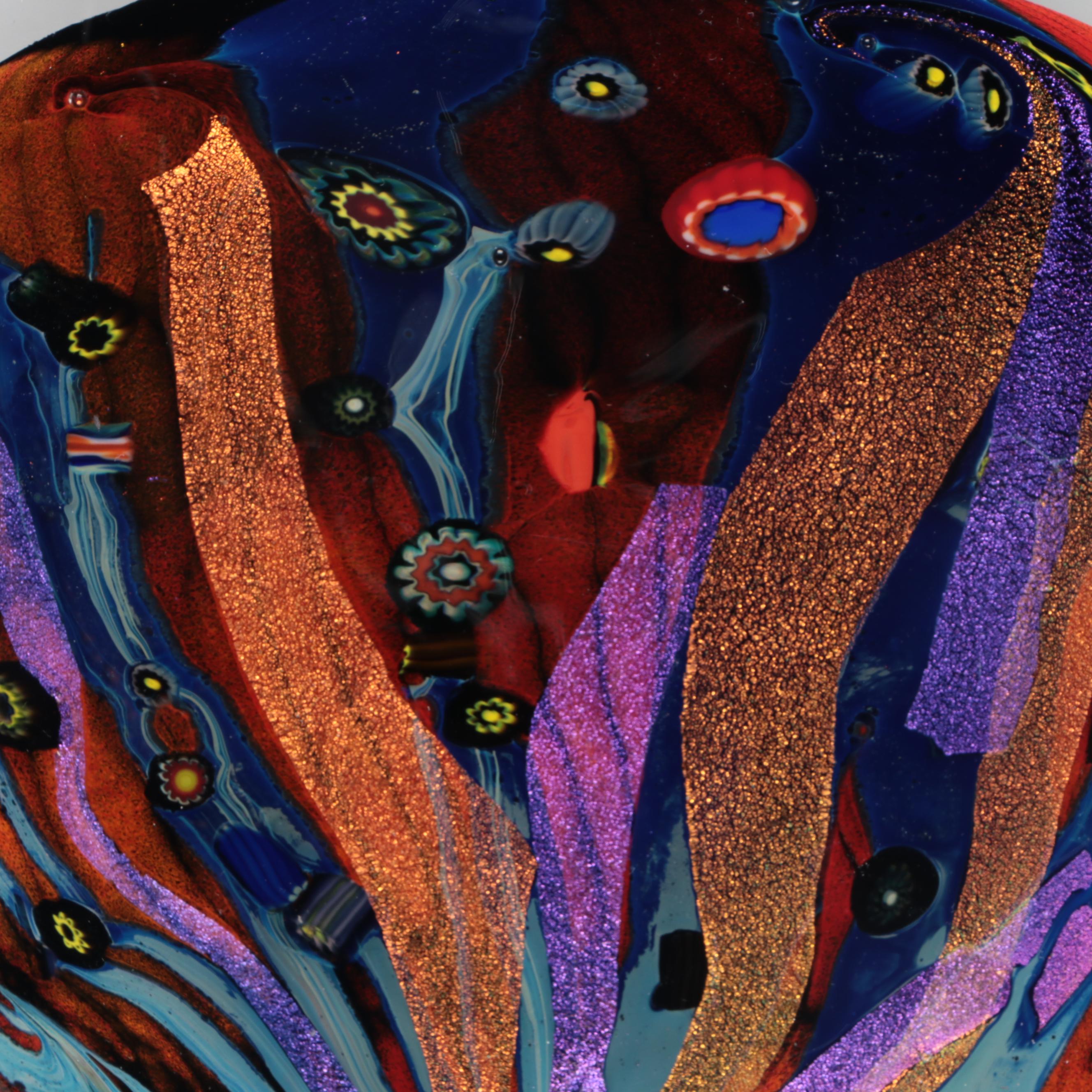 Rollin Karg Dichroic and Multicolor Abstract Art Glass Sculpture, 1999