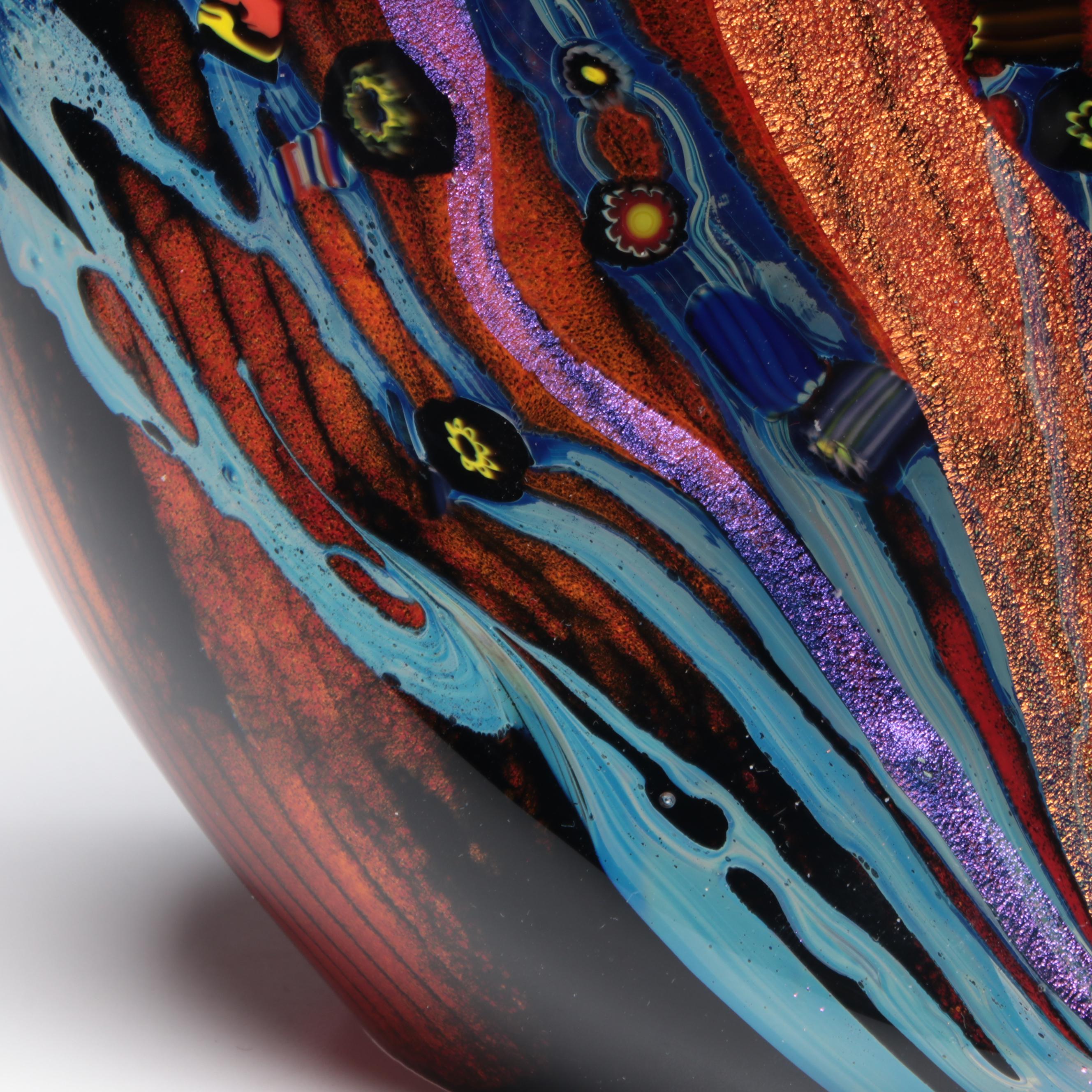 Rollin Karg Dichroic and Multicolor Abstract Art Glass Sculpture, 1999