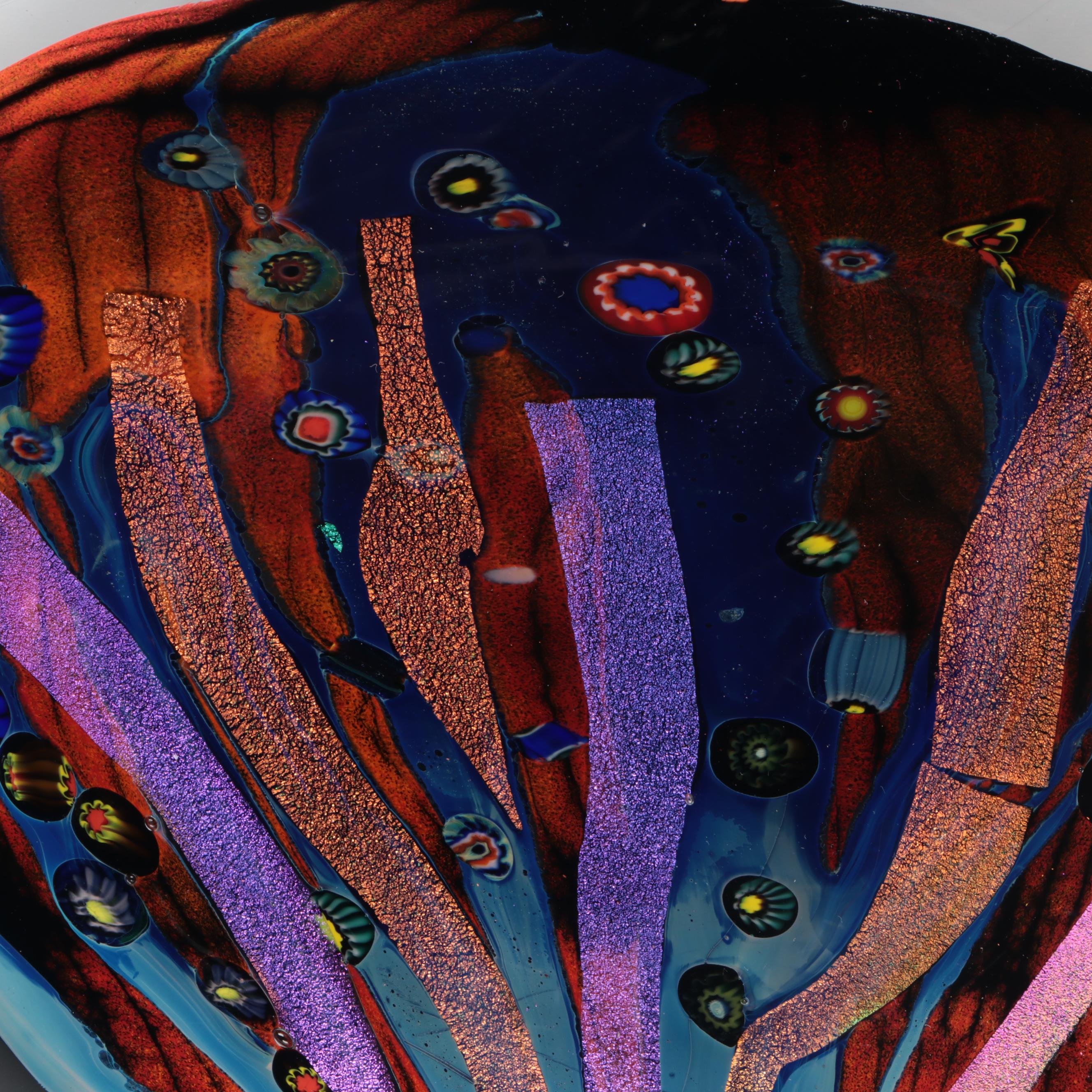 Rollin Karg Dichroic and Multicolor Abstract Art Glass Sculpture, 1999