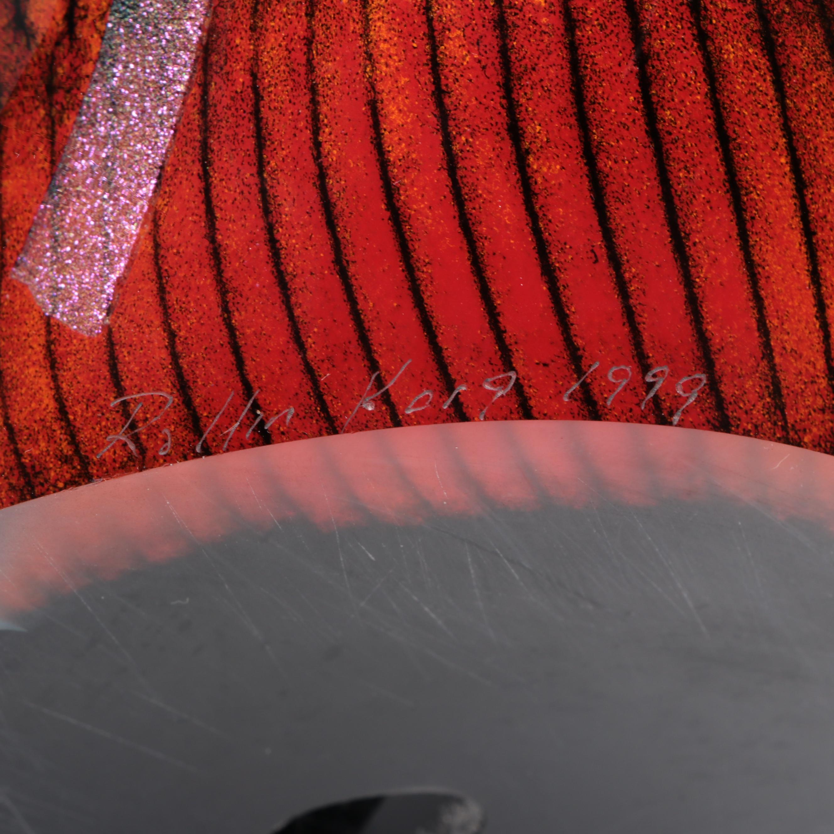 Rollin Karg Dichroic and Multicolor Abstract Art Glass Sculpture, 1999