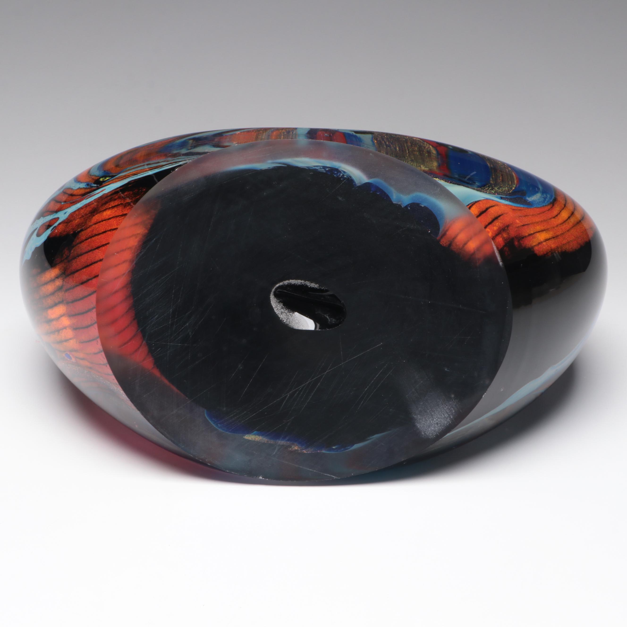 Rollin Karg Dichroic and Multicolor Abstract Art Glass Sculpture, 1999