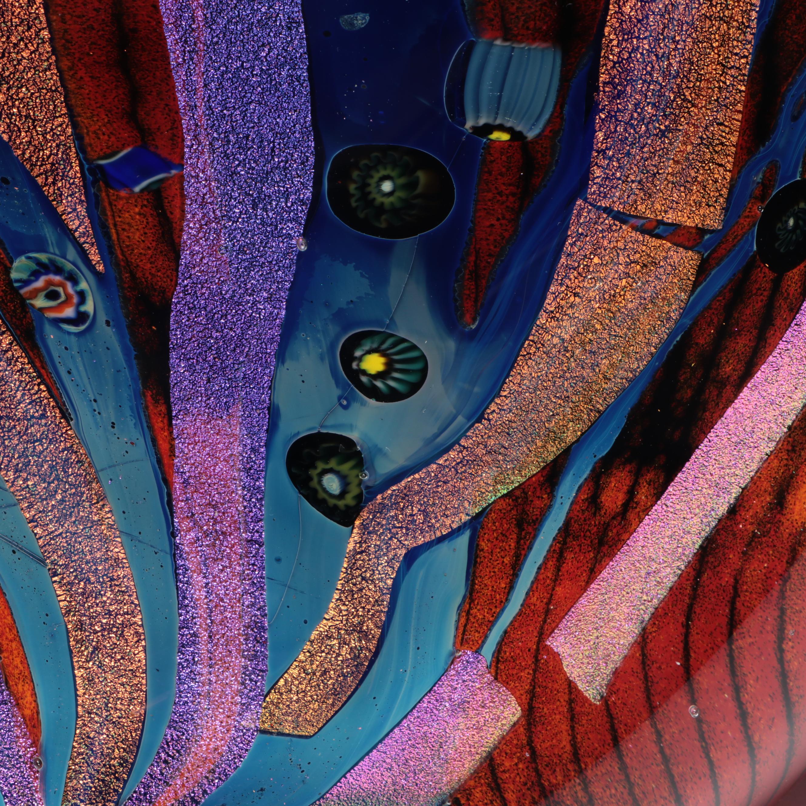 Rollin Karg Dichroic and Multicolor Abstract Art Glass Sculpture, 1999