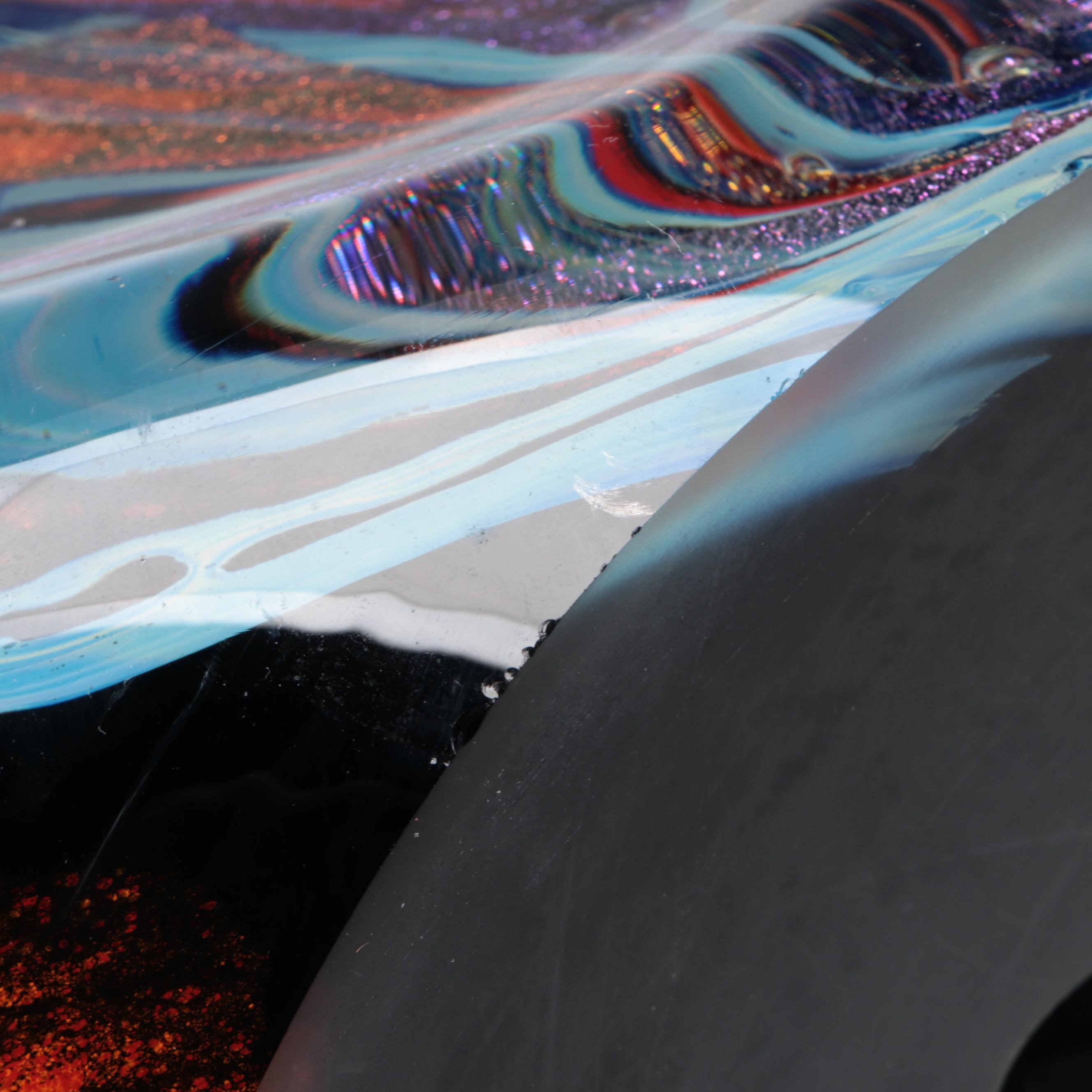 Rollin Karg Dichroic and Multicolor Abstract Art Glass Sculpture, 1999
