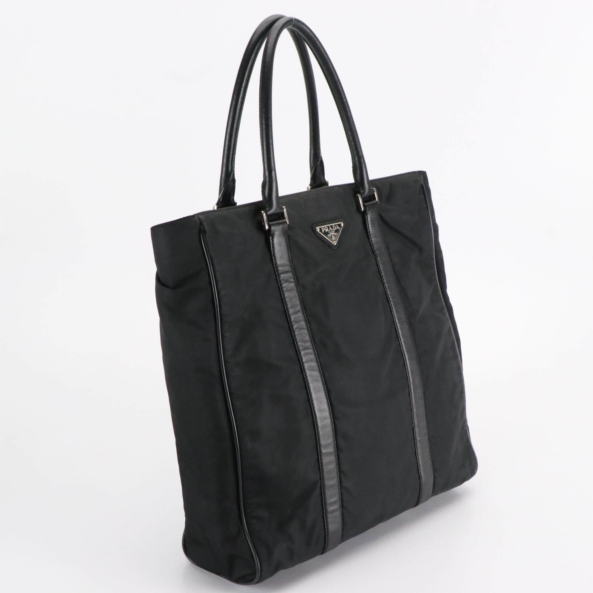 Prada Tote Bag in Tessuto Nylon with Crossgrain Leather Accents