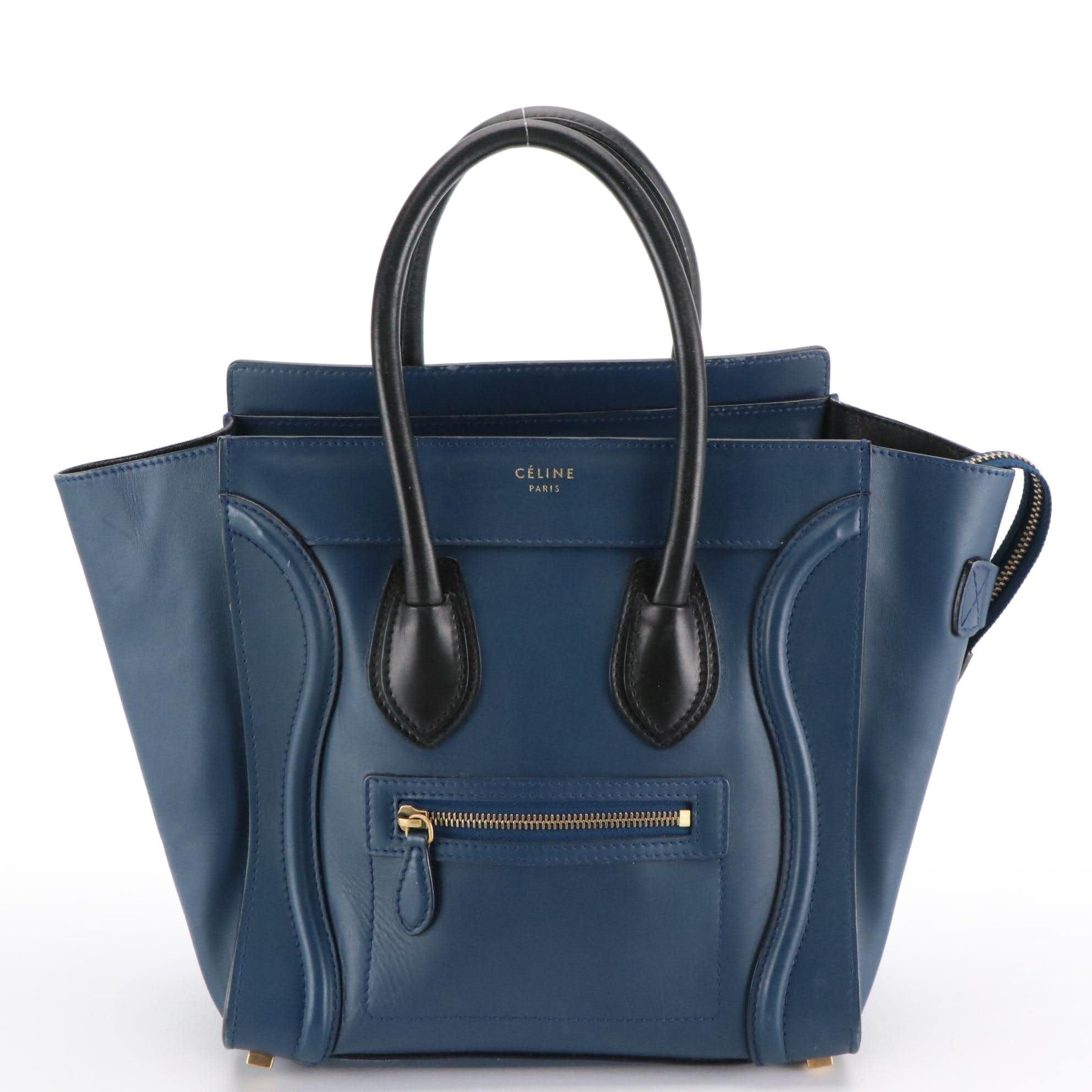 Céline Micro Luggage Tote in Dual Tone Calfskin Leather