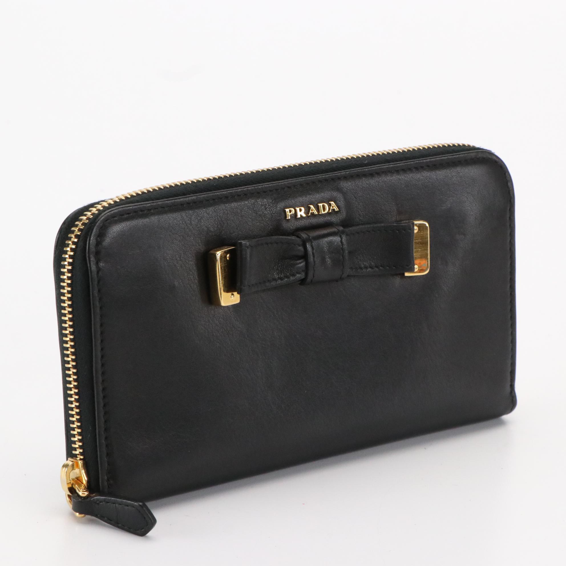 Prada Long Wallet in Black Leather