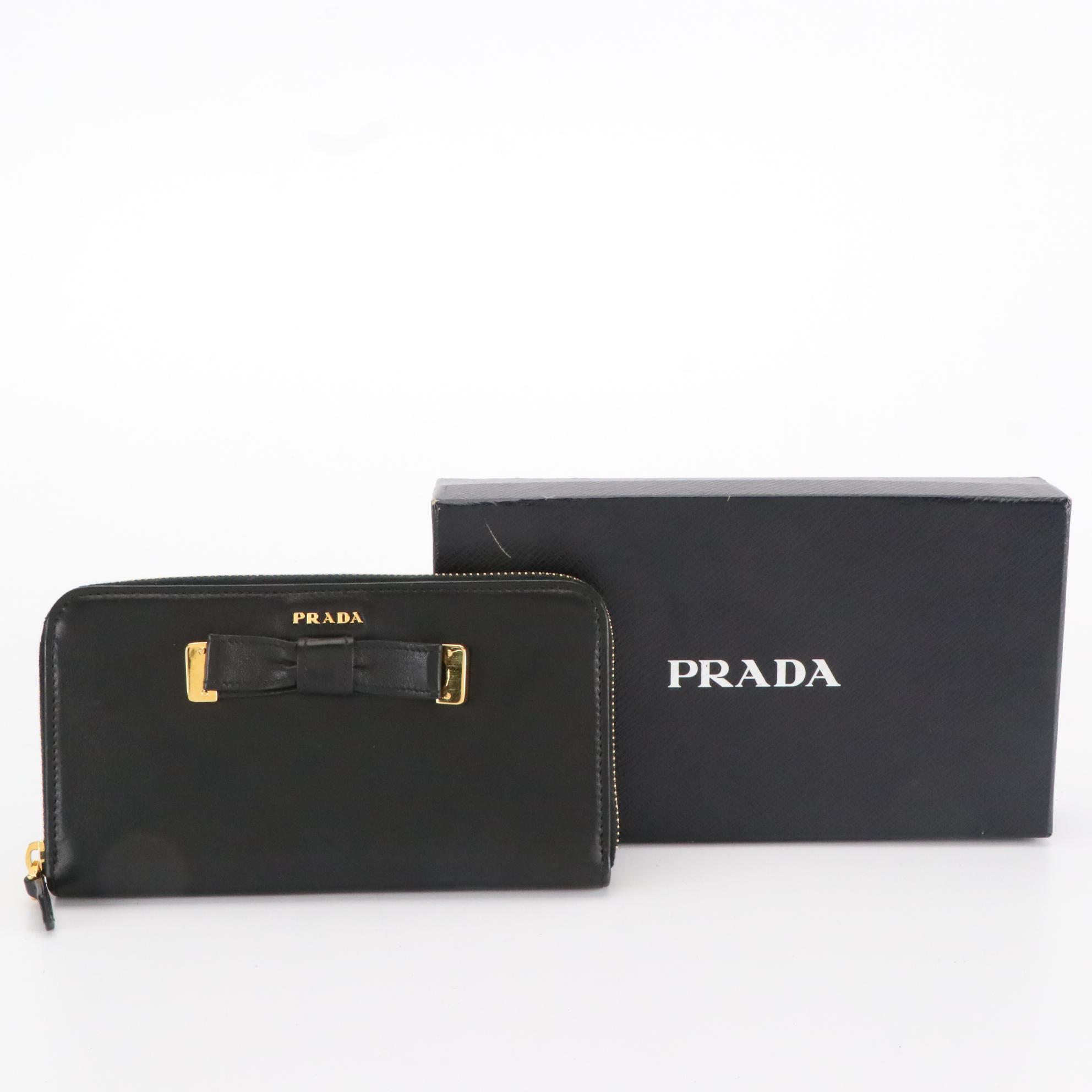 Prada Long Wallet in Black Leather
