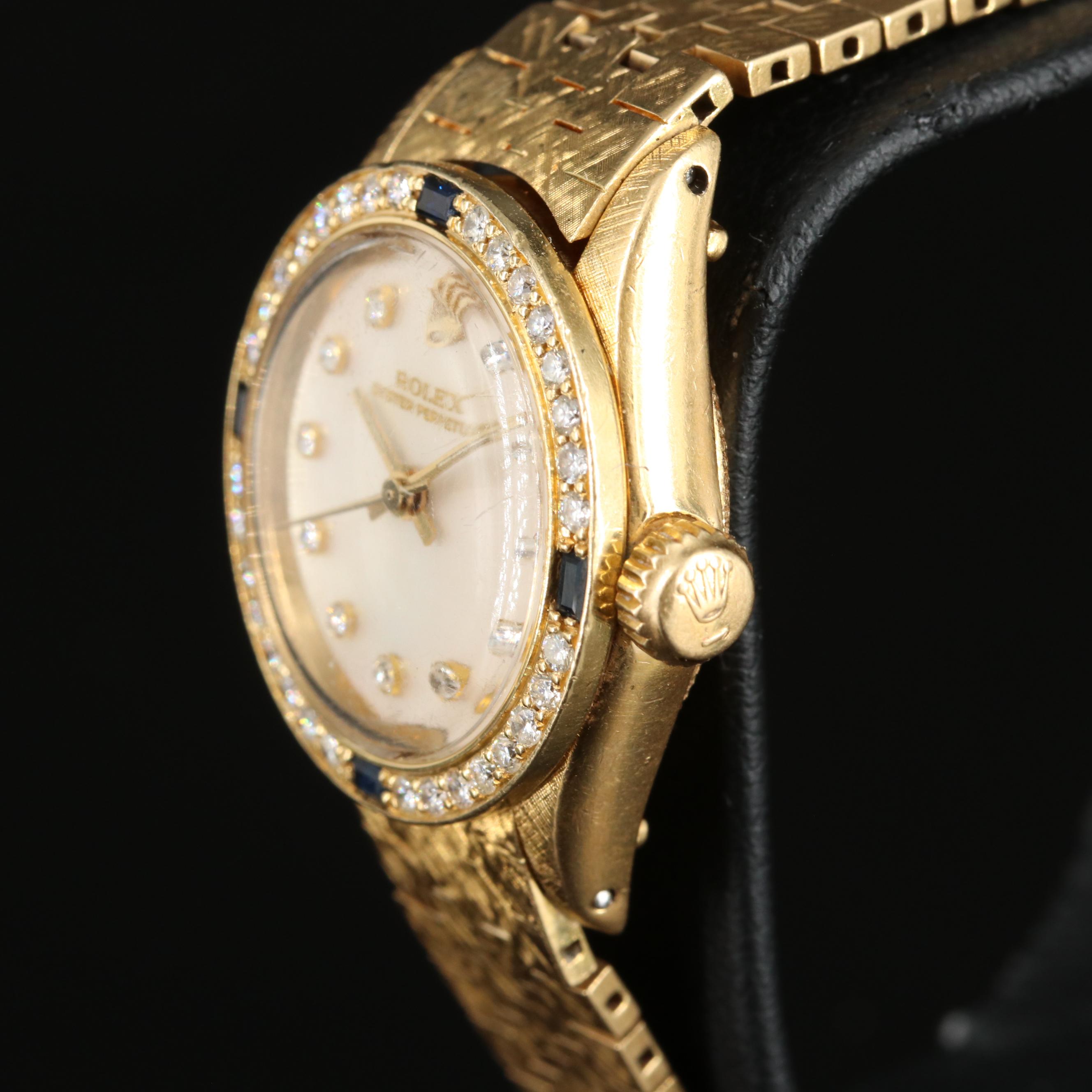 Modified Rolex Custom Mother-of-Pearl, Diamond Dial, Sapphire Bezel Watch