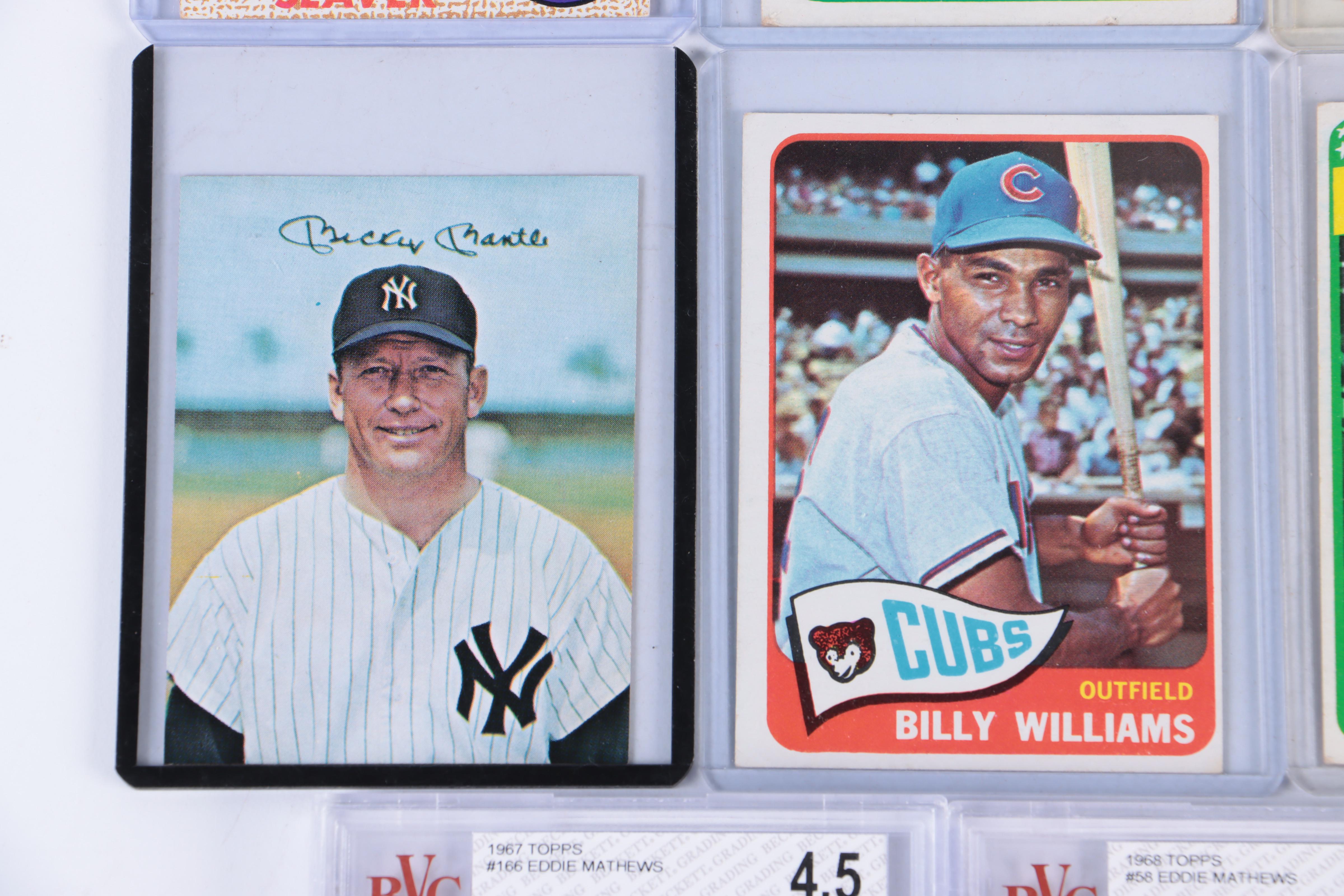 Topps Baseball Cards with Mickey Mantle and Graded Eddie Mathews, 1950s–1980s