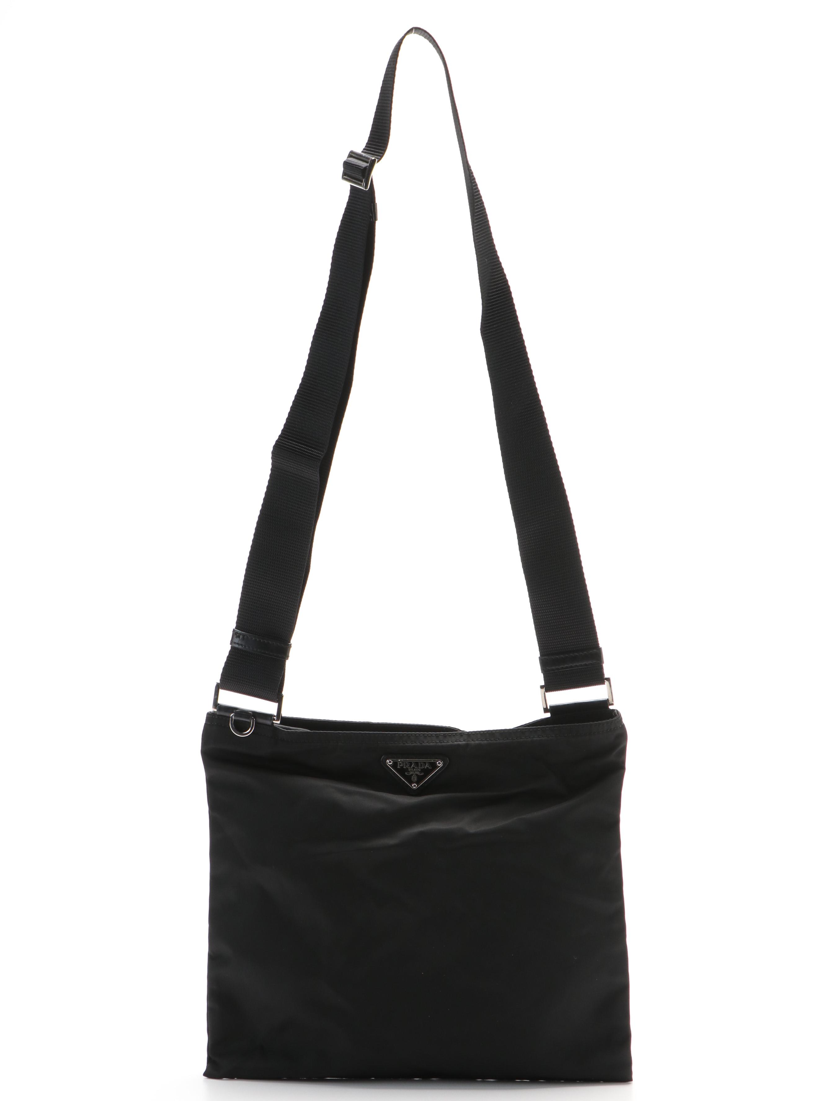 Prada Enamel Triangle Logo Tessuto Nylon Crossbody Bag