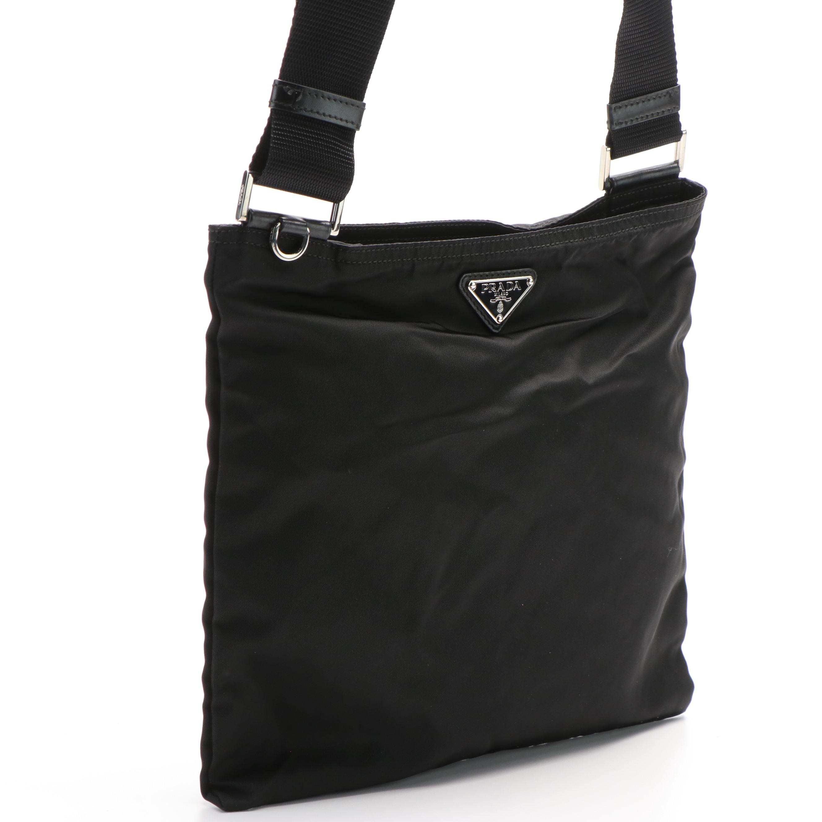 Prada Enamel Triangle Logo Tessuto Nylon Crossbody Bag