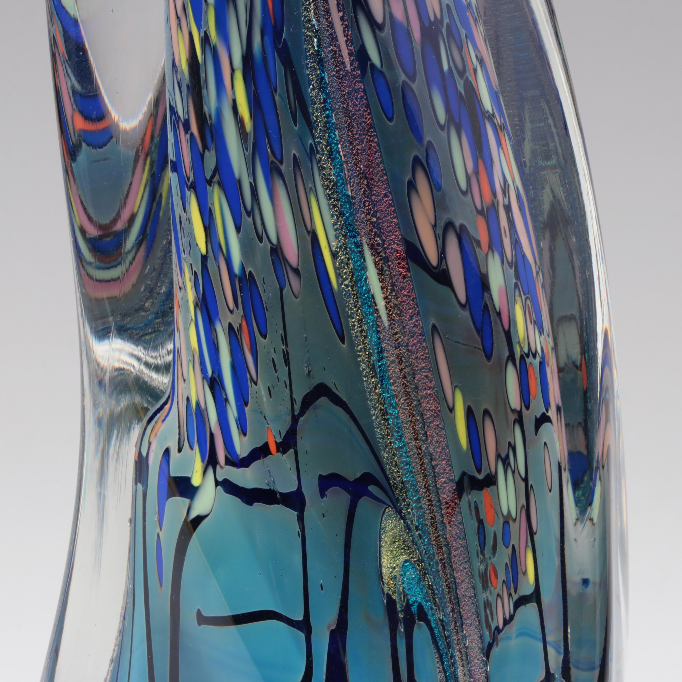 Rollin Karg Dichroic and Multicolor Abstract Art Glass Sculpture, 1997