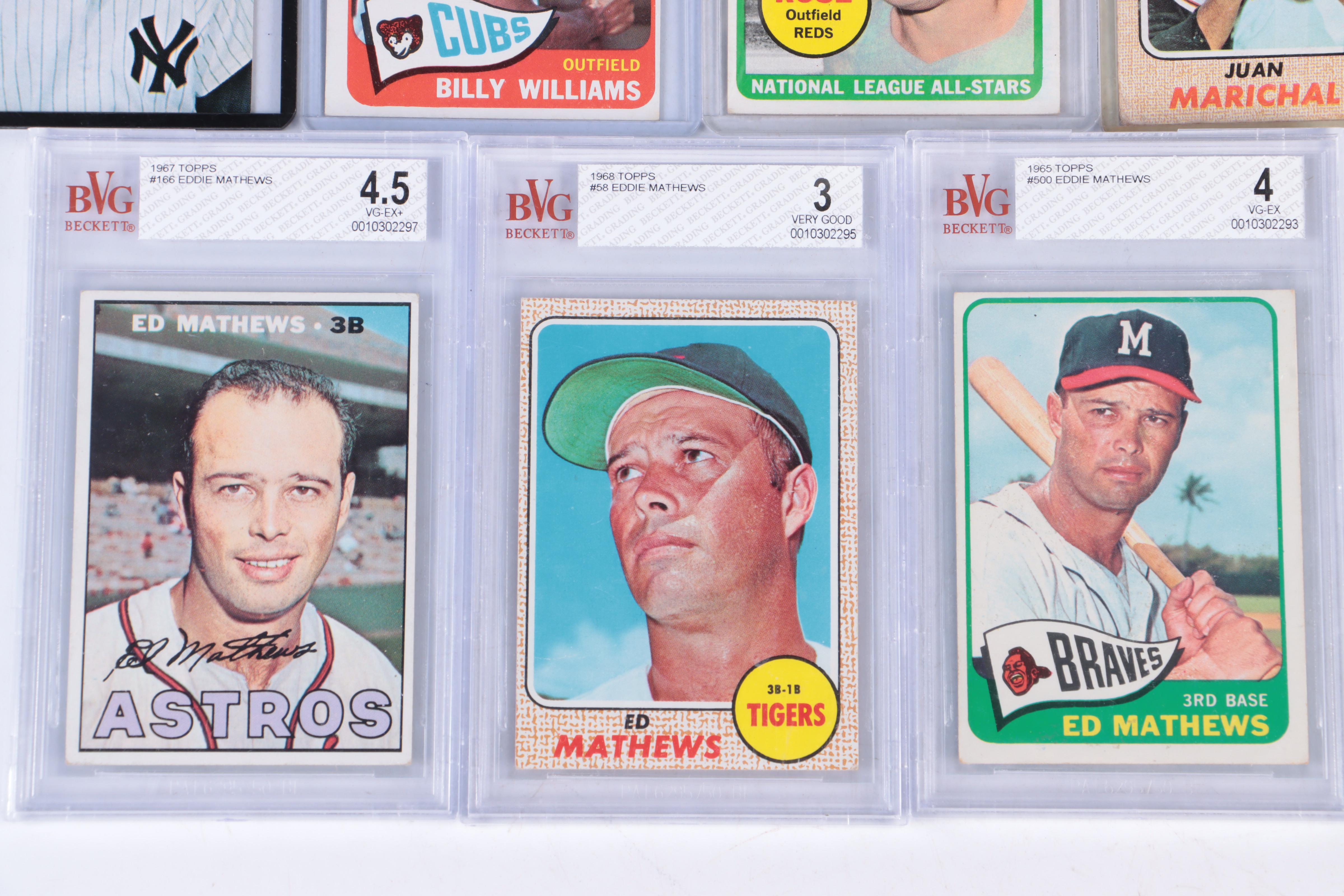 Topps Baseball Cards with Mickey Mantle and Graded Eddie Mathews, 1950s–1980s