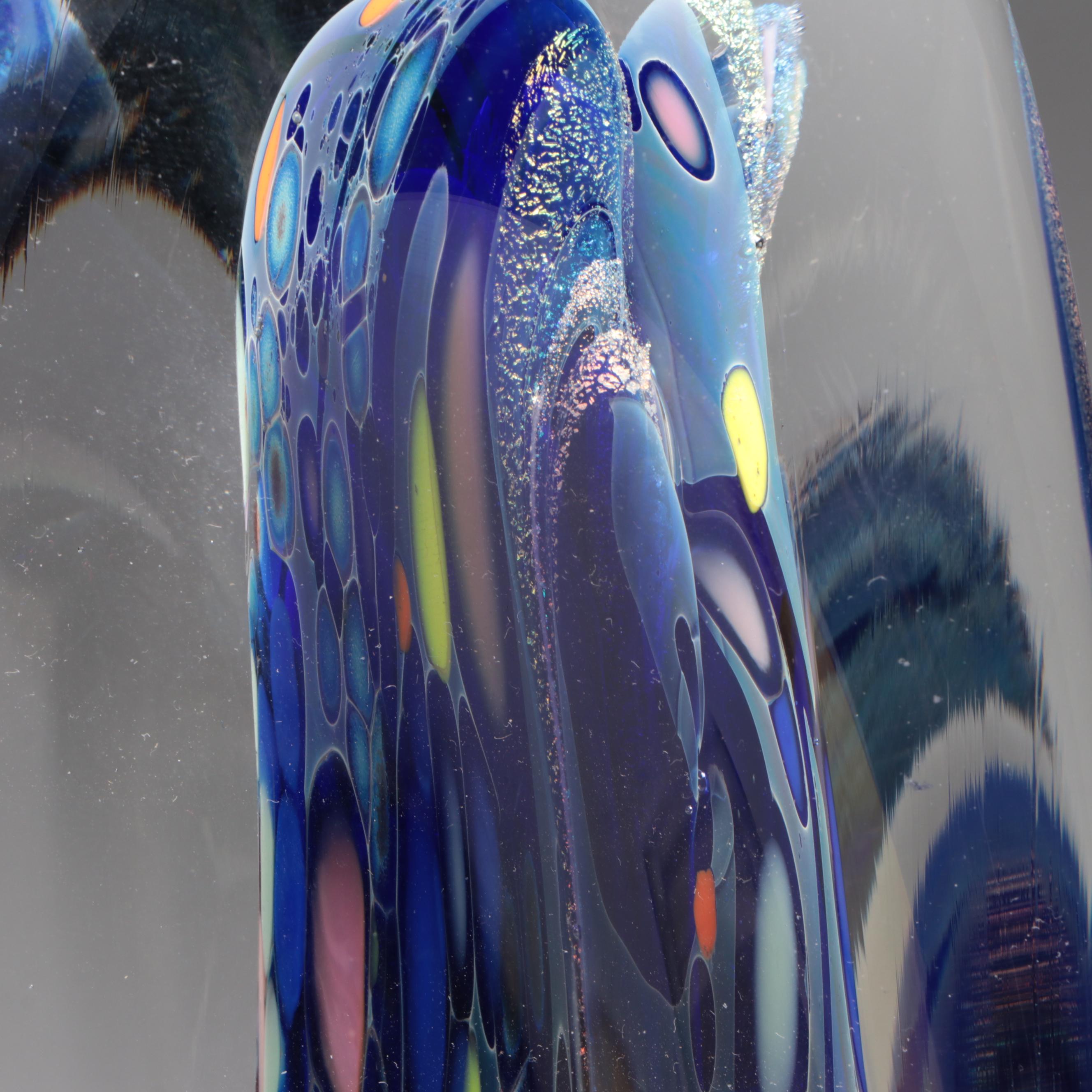 Rollin Karg Dichroic and Multicolor Abstract Art Glass Sculpture, 1997