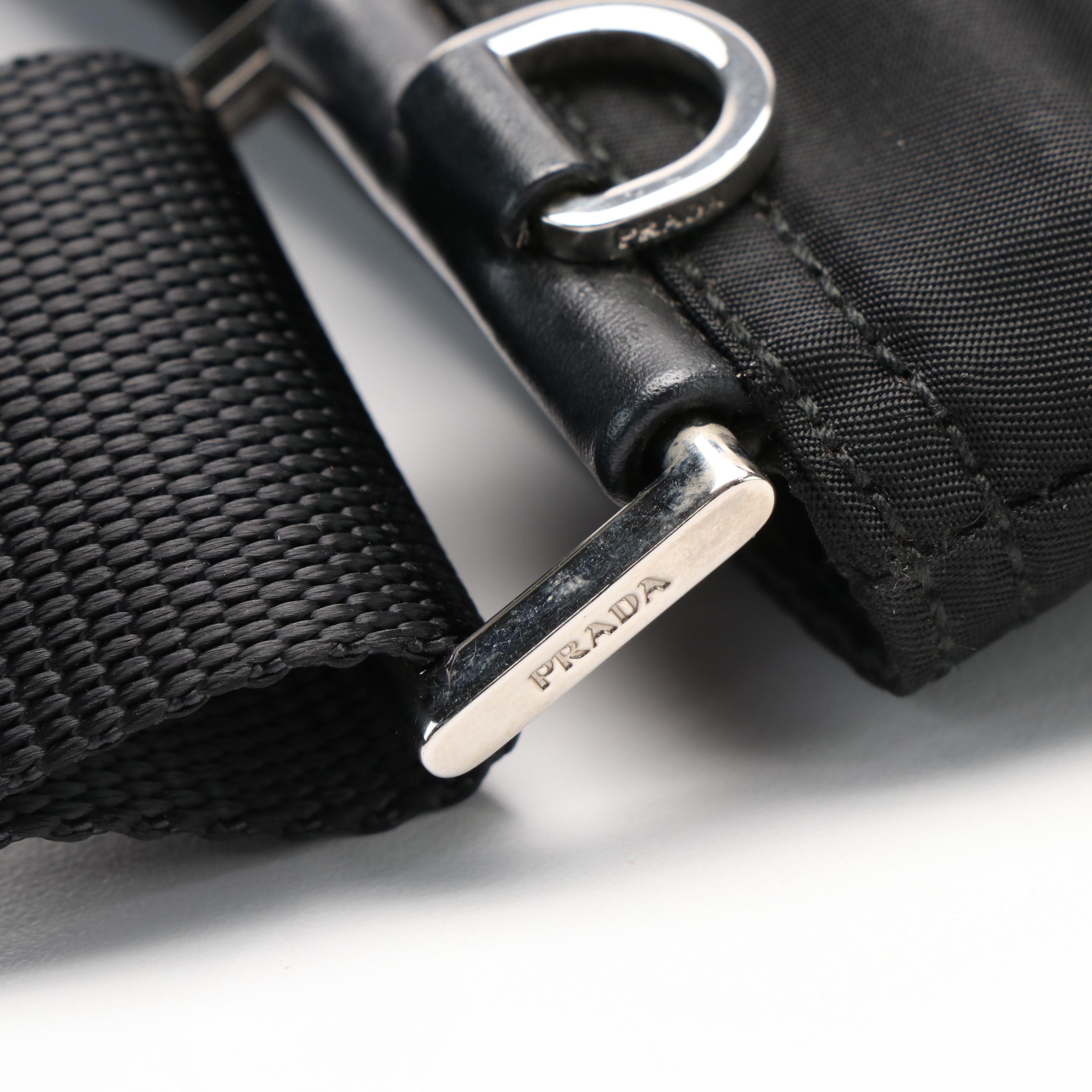 Prada Enamel Triangle Logo Tessuto Nylon Crossbody Bag
