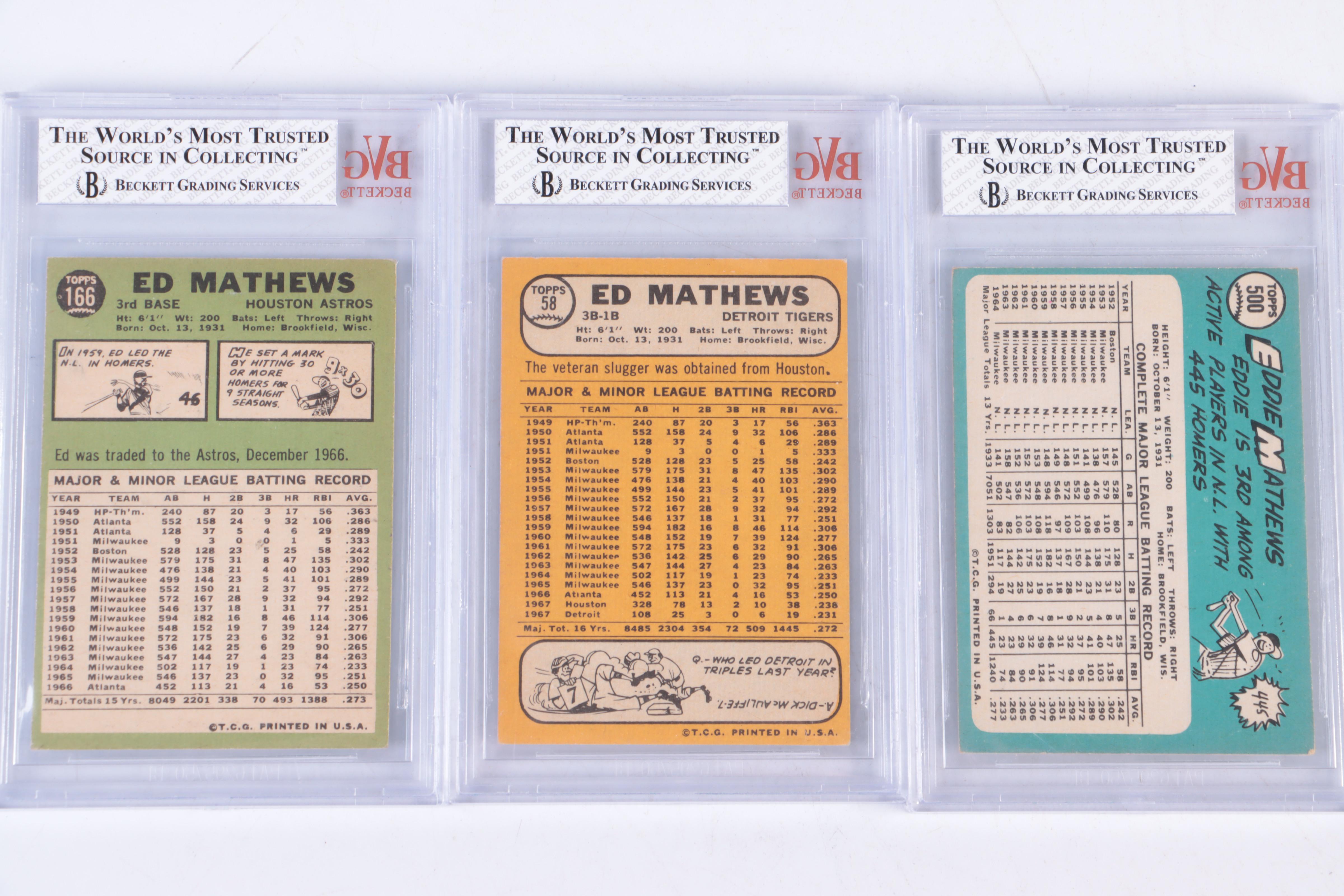 Topps Baseball Cards with Mickey Mantle and Graded Eddie Mathews, 1950s–1980s