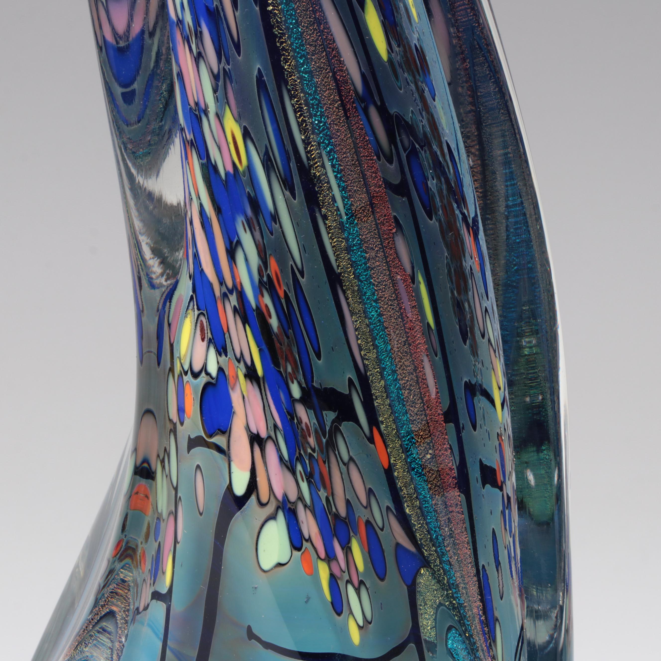 Rollin Karg Dichroic and Multicolor Abstract Art Glass Sculpture, 1997
