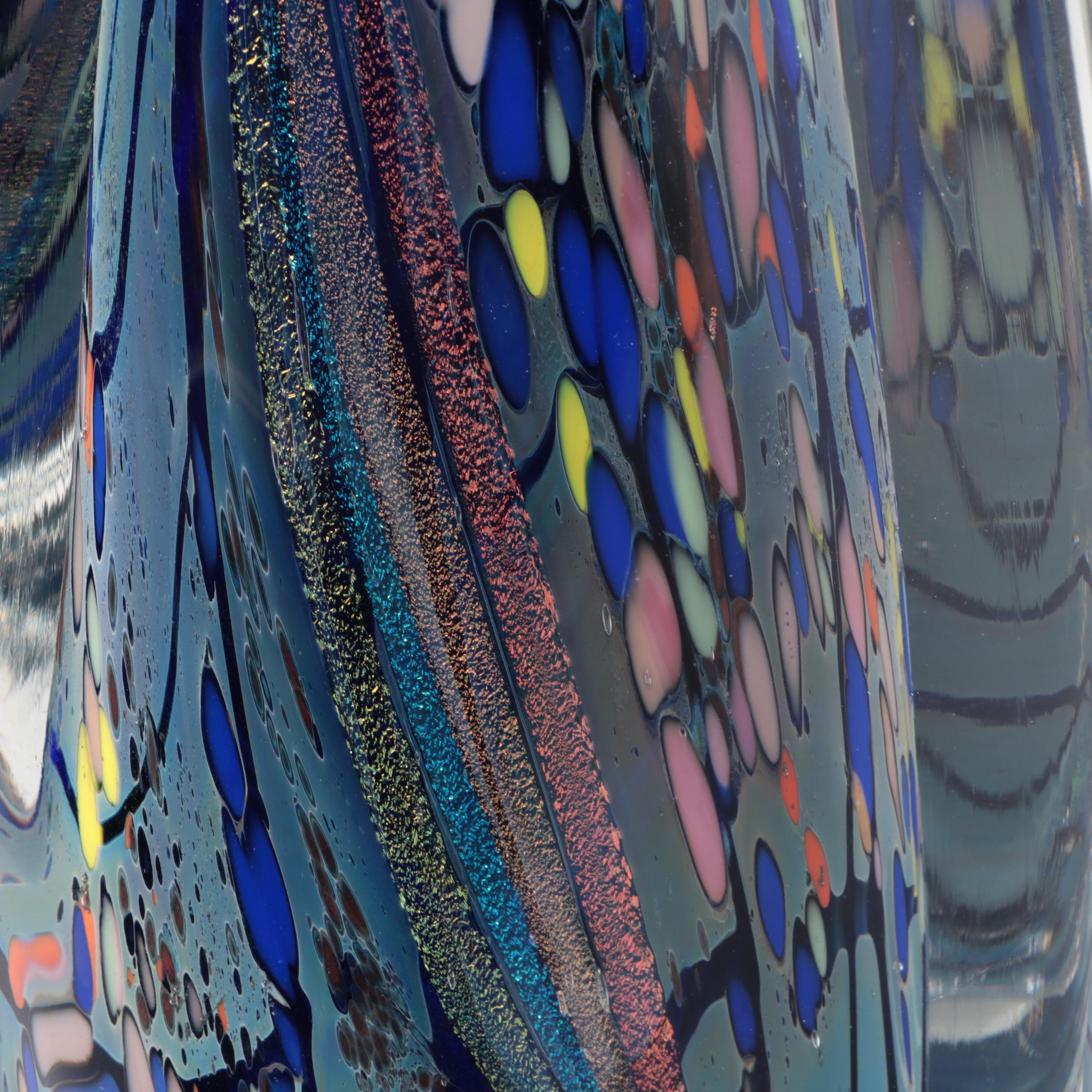 Rollin Karg Dichroic and Multicolor Abstract Art Glass Sculpture, 1997