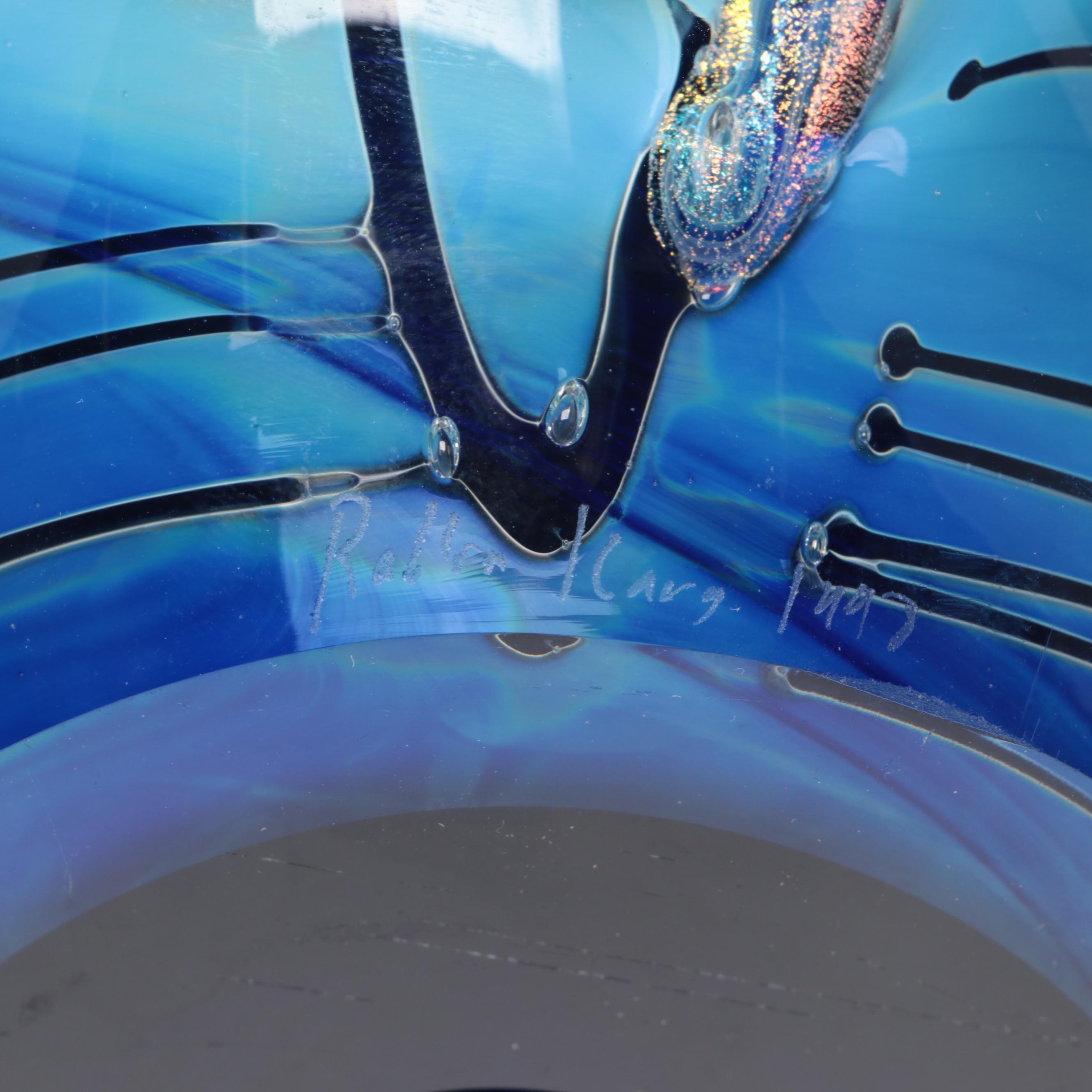 Rollin Karg Dichroic and Multicolor Abstract Art Glass Sculpture, 1997