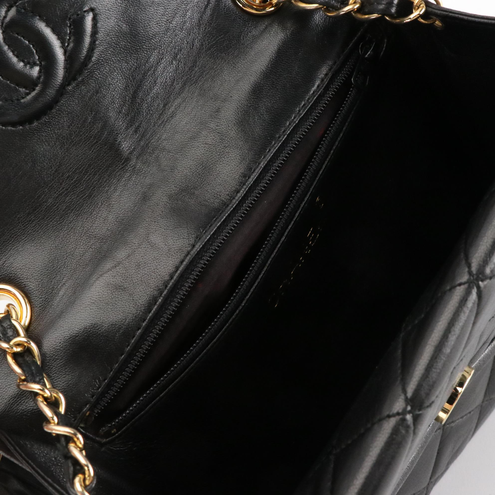 Chanel Envelope Double Flap Chain Strap Crossbody Bag in Black Quilted Leather
