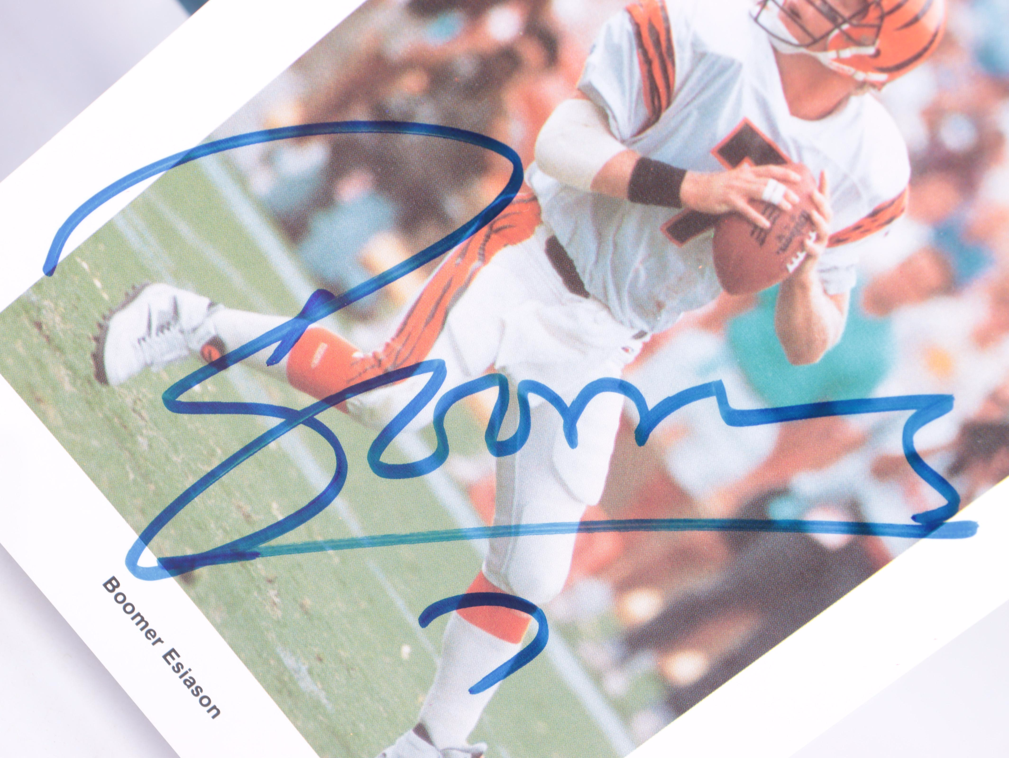 Boomer Esiason Signed Sports Illustrated Magazine with Topps Rookie Card, More