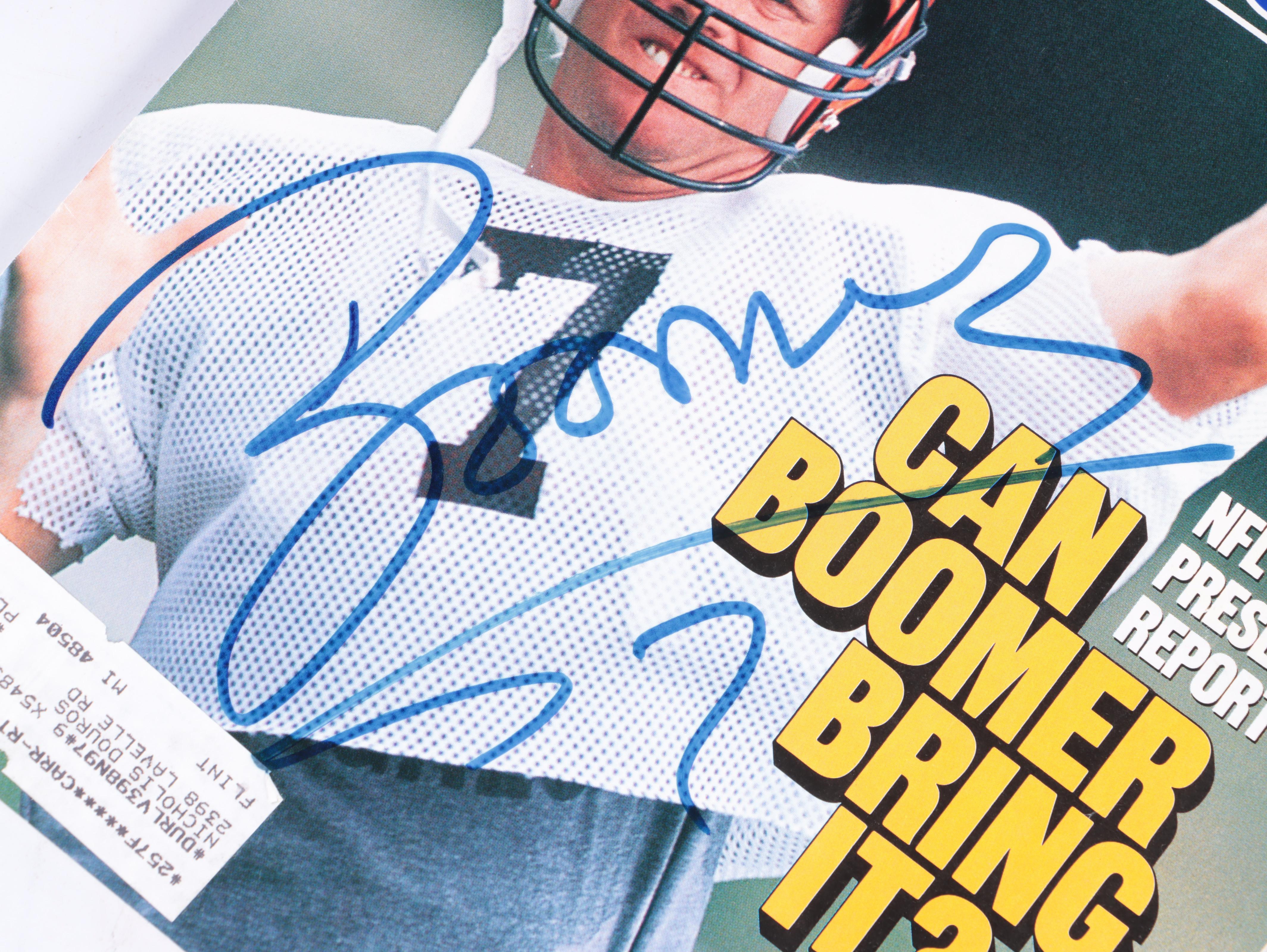 Boomer Esiason Signed Sports Illustrated Magazine with Topps Rookie Card, More