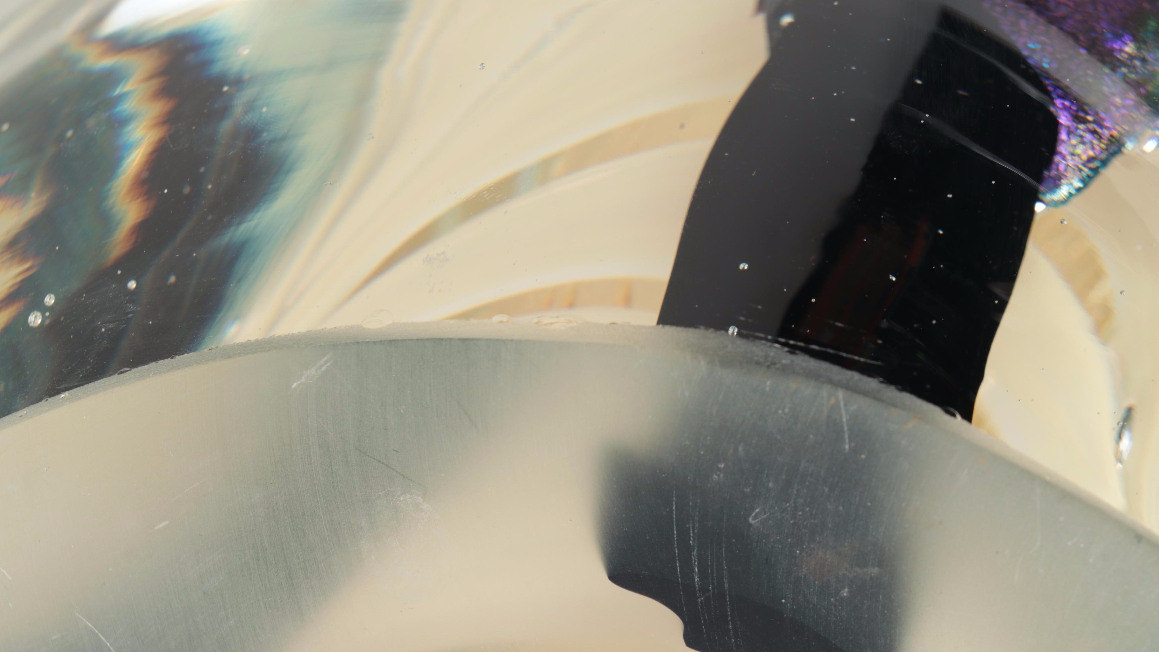 Rollin Karg Large Dichroic and Pulled Feather Art Glass Sculpture, 2002