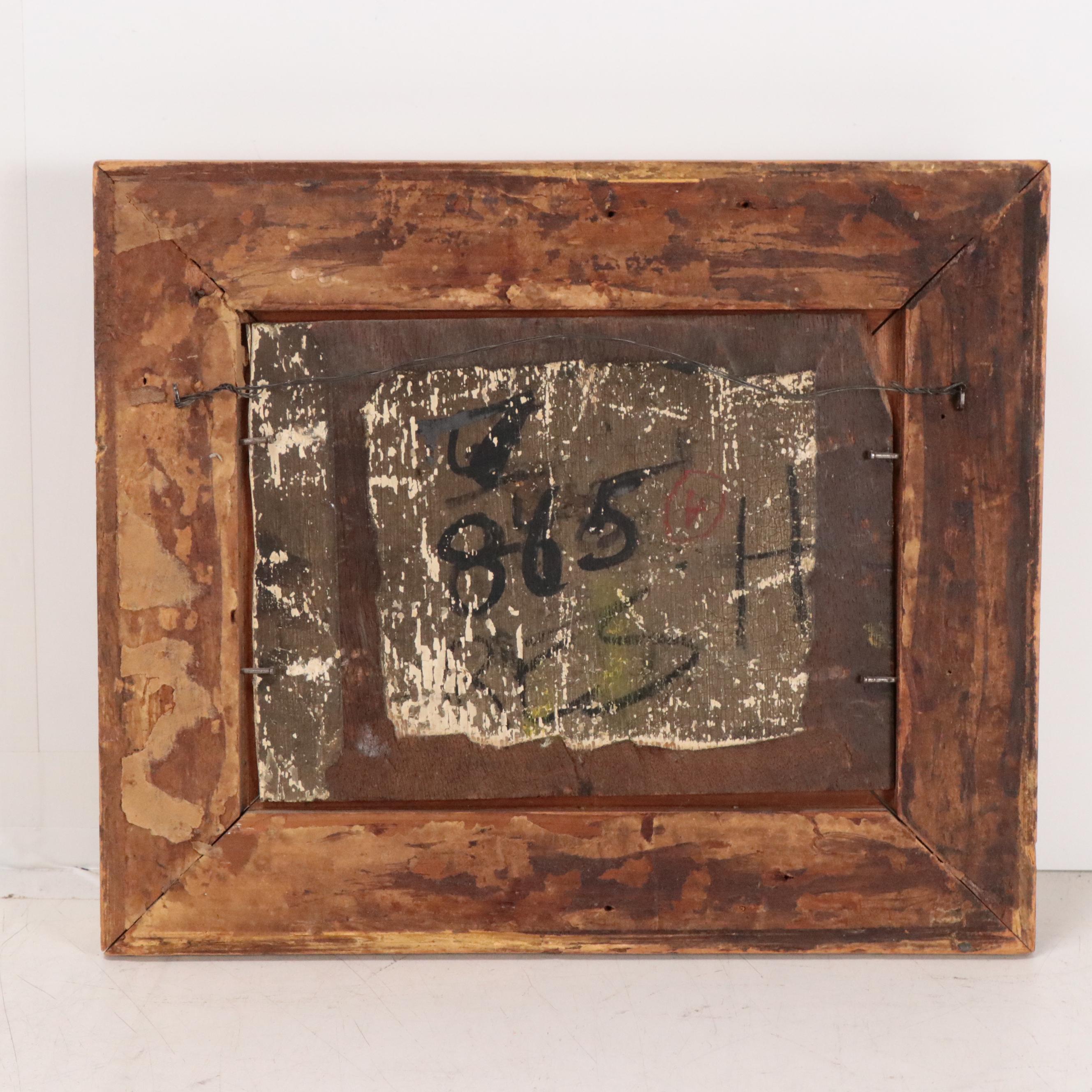 Oil Painting of Barn Scene With Two Dogs