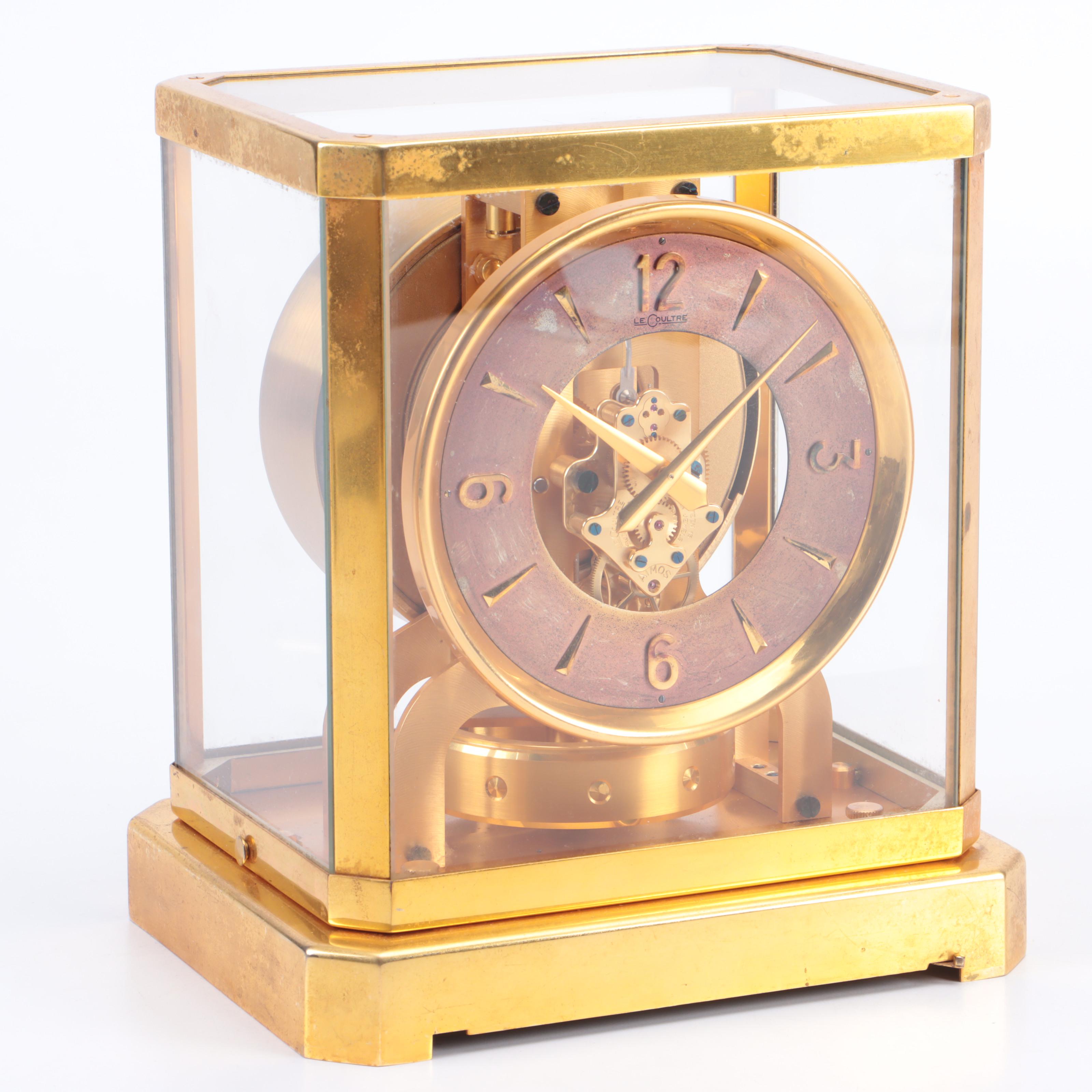 Jaeger-LeCoultre "Atmos" Swiss Brass and Glass Perpetual Motion Mantel Clock