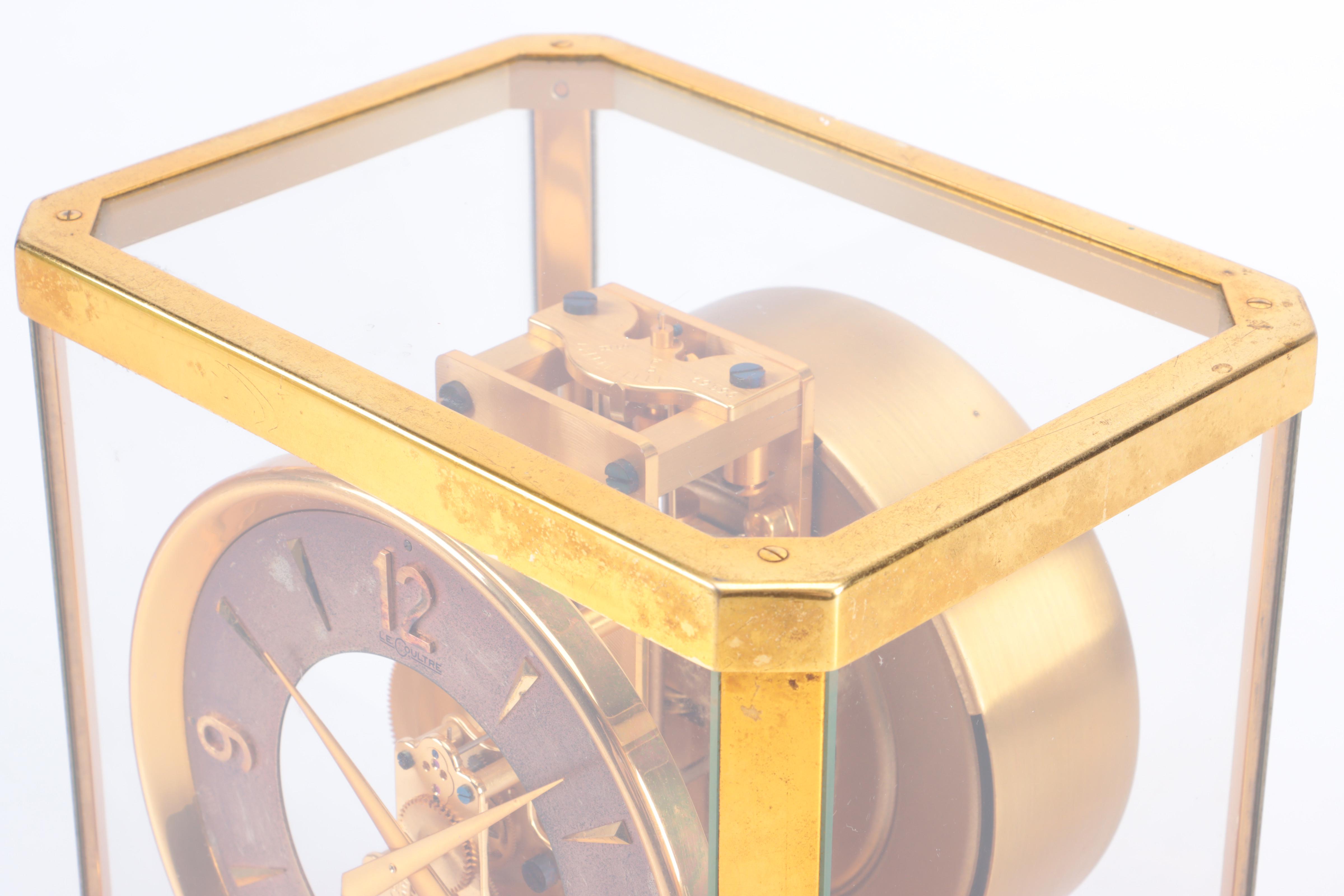 Jaeger-LeCoultre "Atmos" Swiss Brass and Glass Perpetual Motion Mantel Clock