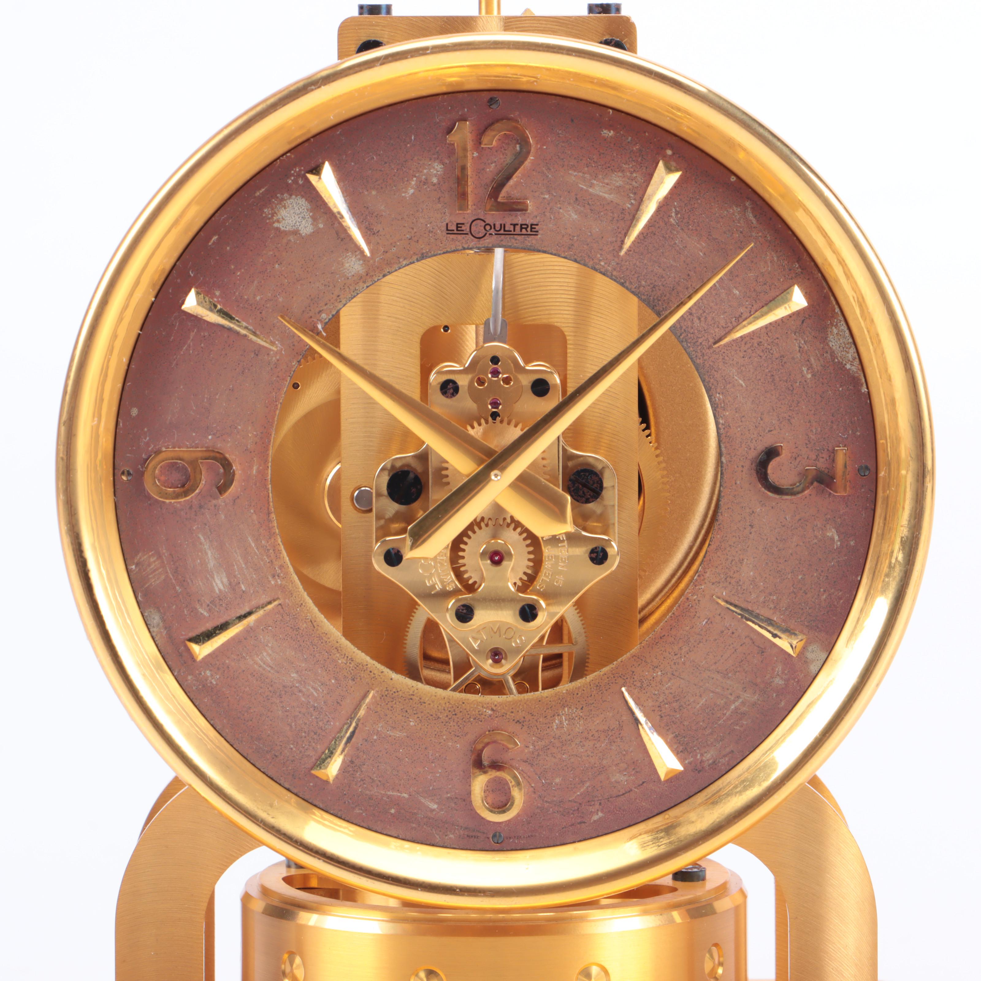 Jaeger-LeCoultre "Atmos" Swiss Brass and Glass Perpetual Motion Mantel Clock