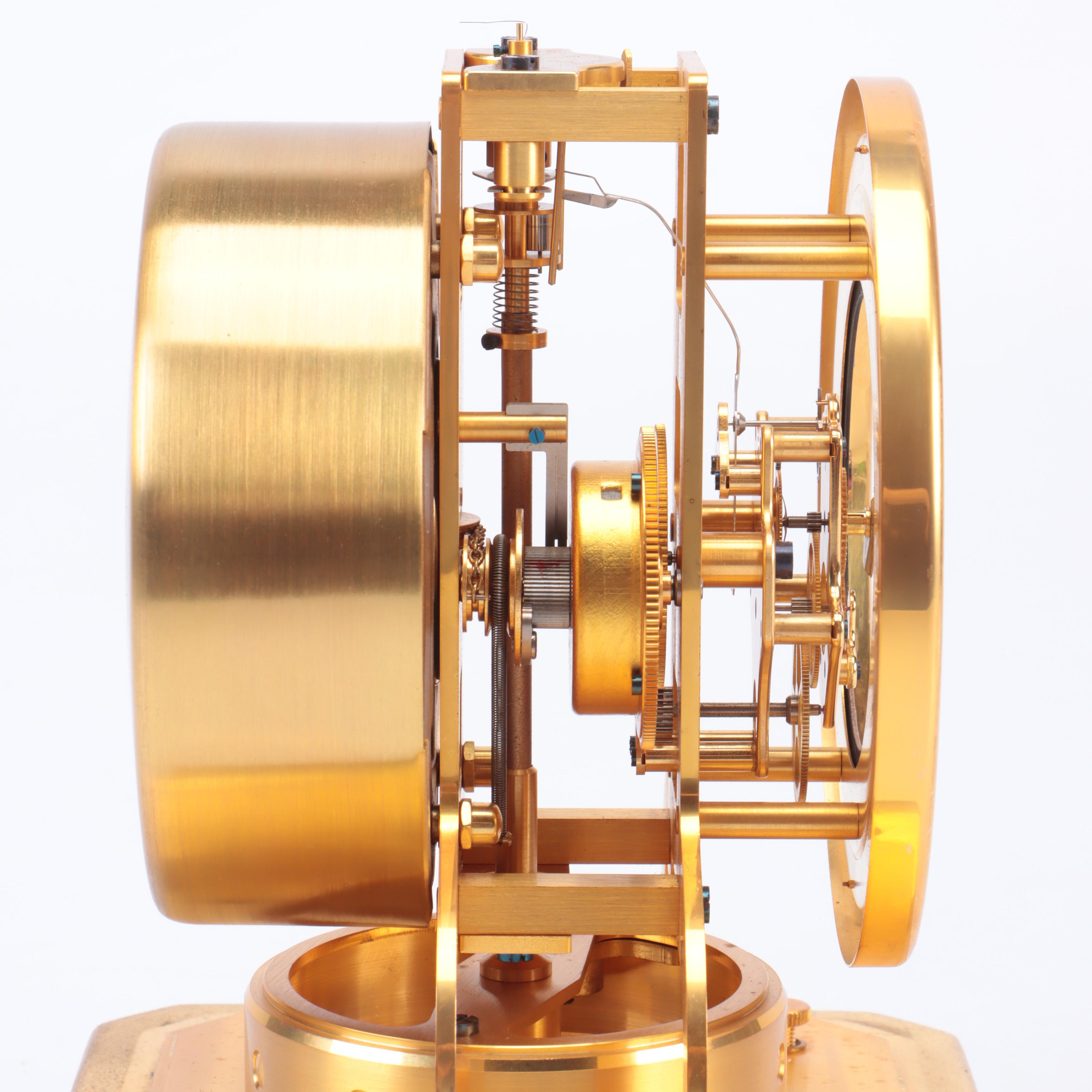 Jaeger-LeCoultre "Atmos" Swiss Brass and Glass Perpetual Motion Mantel Clock