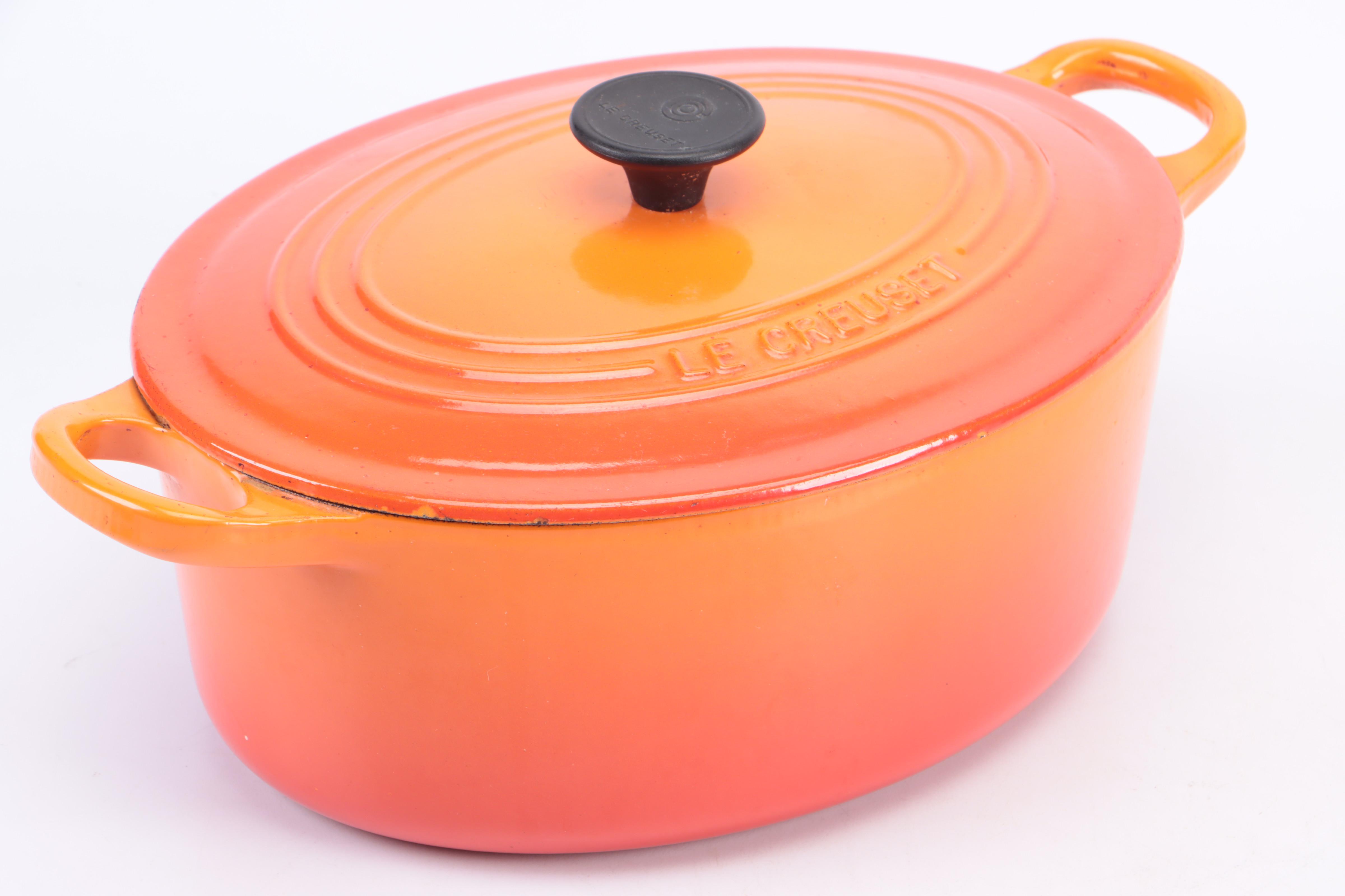 Le Creuset Enameled Cast Iron Dutch Oven with Trivet and Stoneware Pitcher