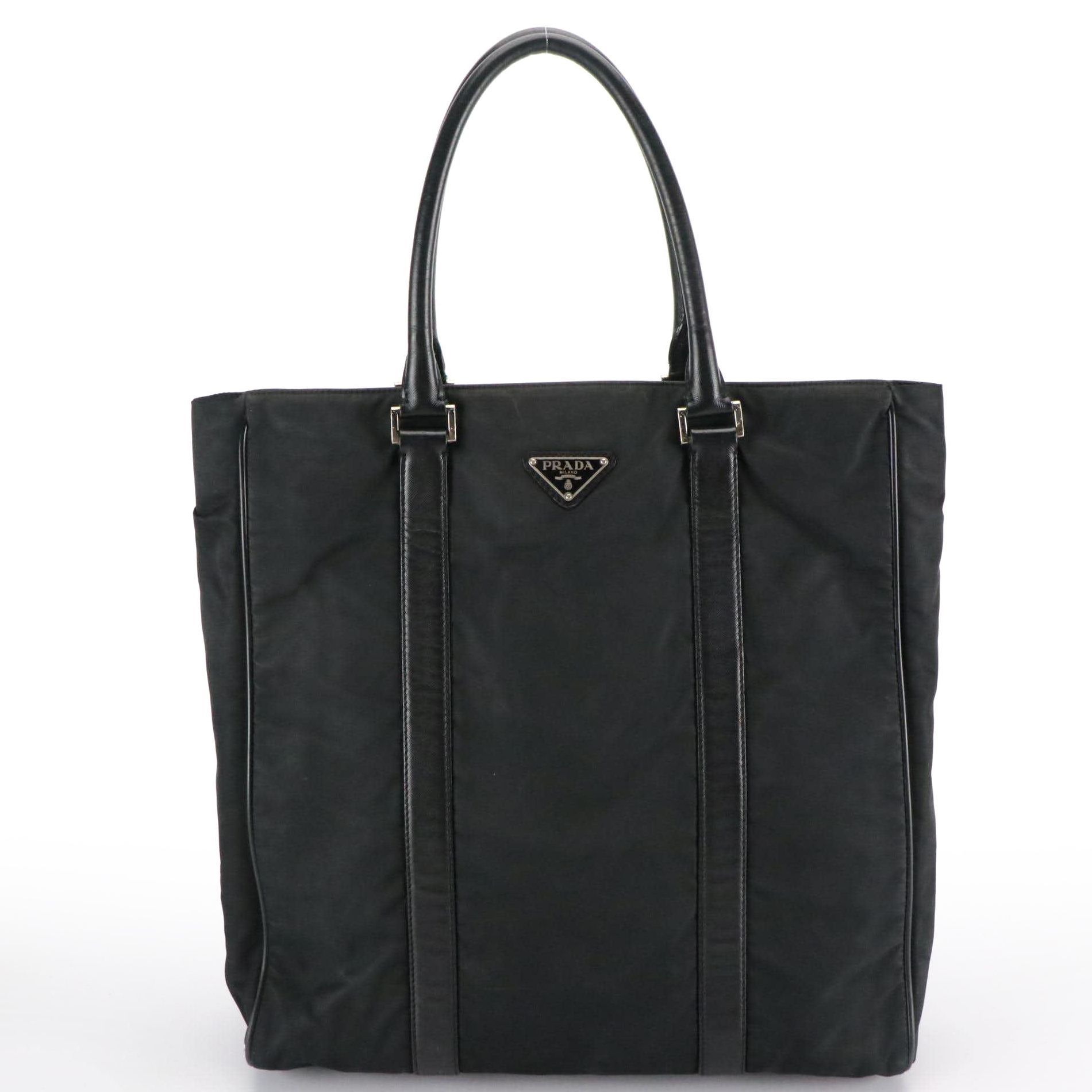 Prada Tote Bag in Tessuto Nylon with Crossgrain Leather Accents