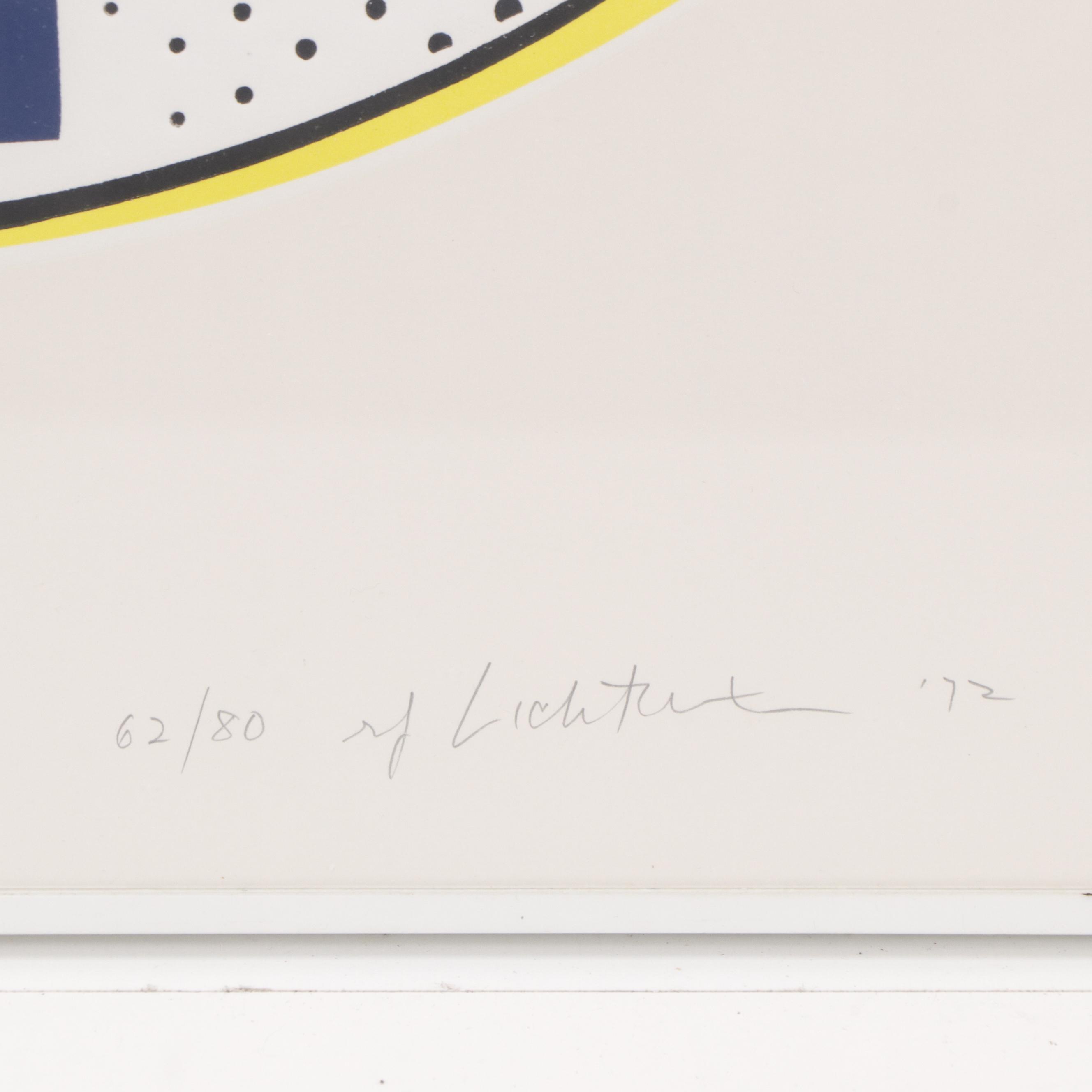 Roy Lichtenstein Linocut with Silkscreen "Mirror #3," 1972