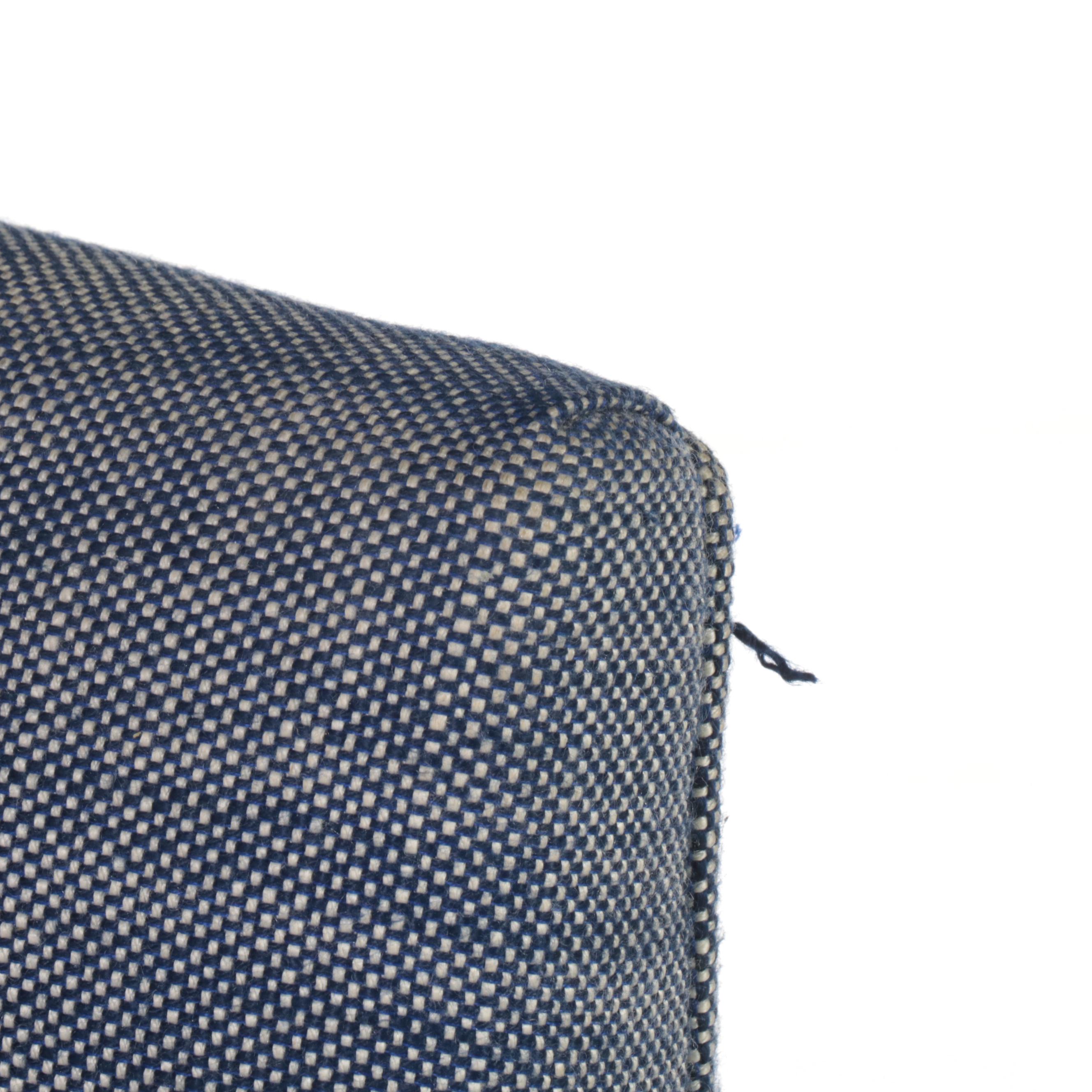 Three Restoration Hardware Brass-Patinated Metal and Linen Counter Stools